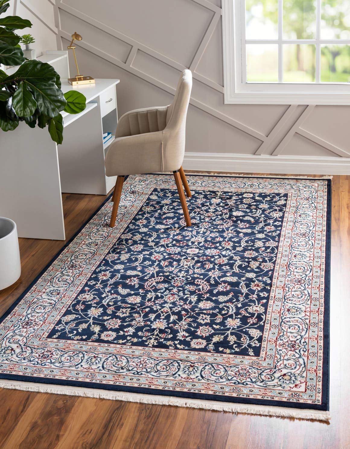 Unique Loom Narenj Collection Classic Traditional Textured Medallion Pattern Design Area Rug, 10 x 13 1 Rectangle, Navy Blue/B