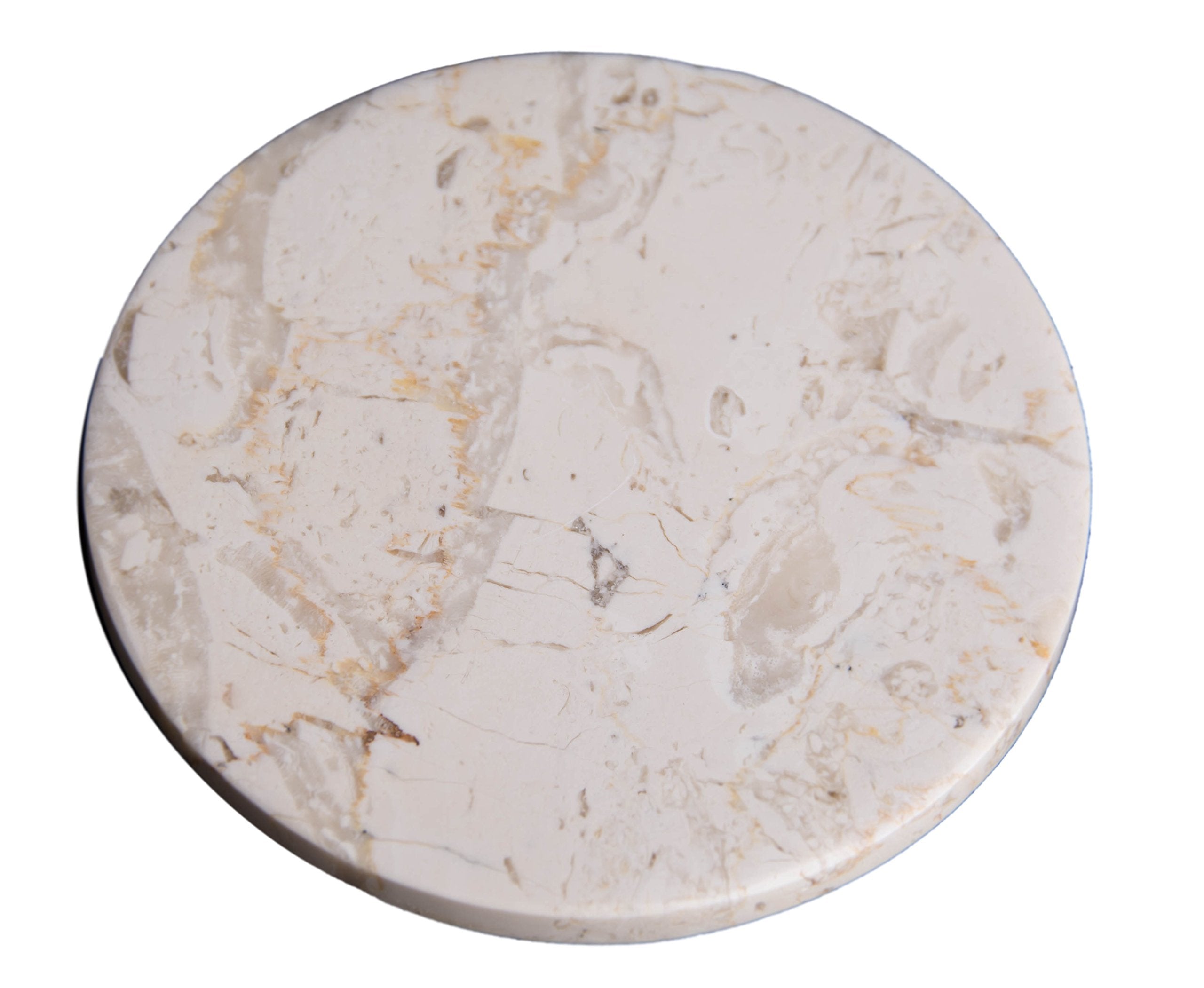 Set Of 6 - Beige Marble Stone Coasters Polished Coasters - 3.5 Inches (9 Cm) In Diameter - Protection From Drink Rings -Craftsof