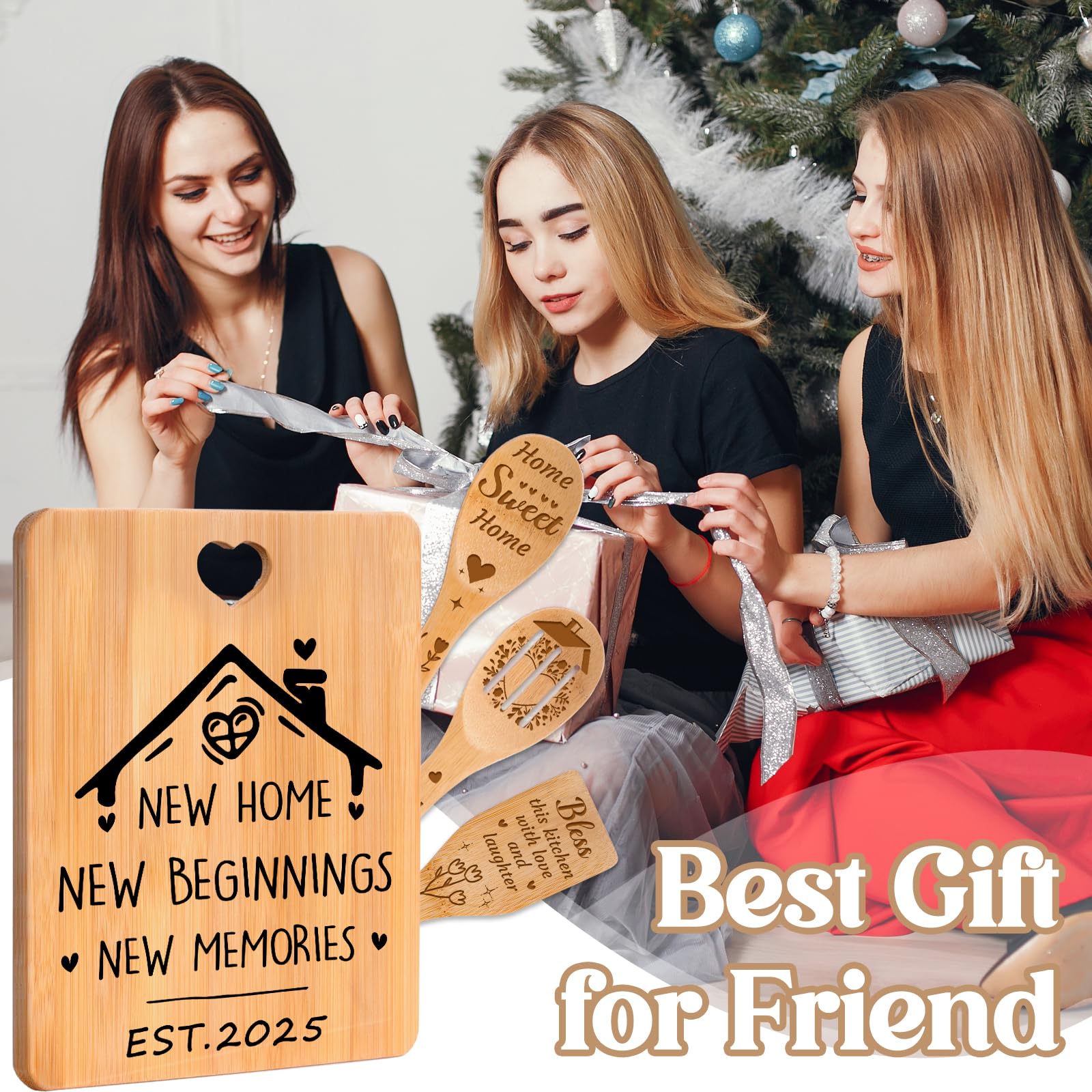 House Warming Gifts New Home -  New Home, New Beginnings, New Memories  Engraved Bamboo Housewarming Gifts New Home Cutting Boar