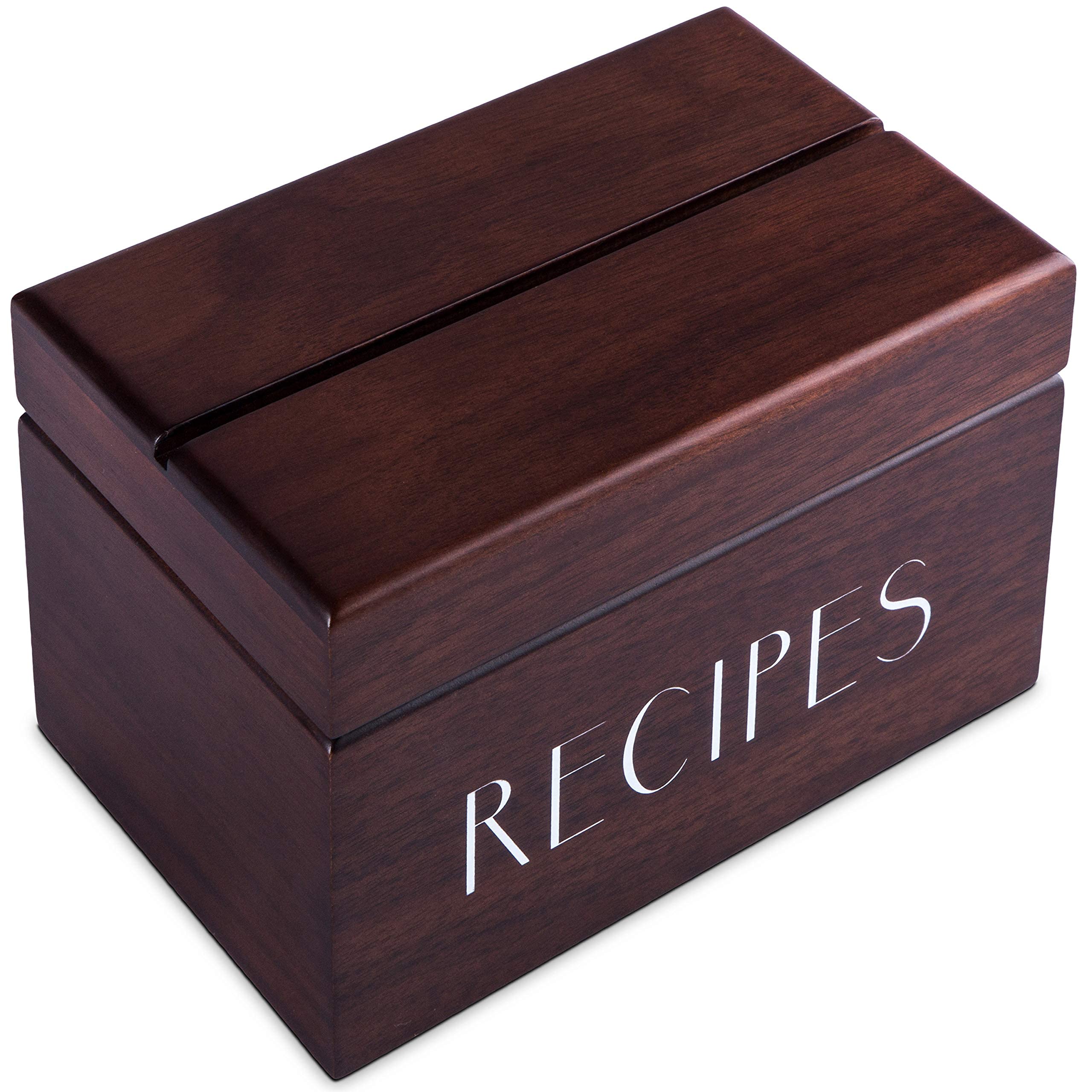 Apace Living Walnut Recipe Box With Cards And Dividers By Apace - Vintage Style Wood 4X6 Recipe Holder Card Box - Exclusively Fr