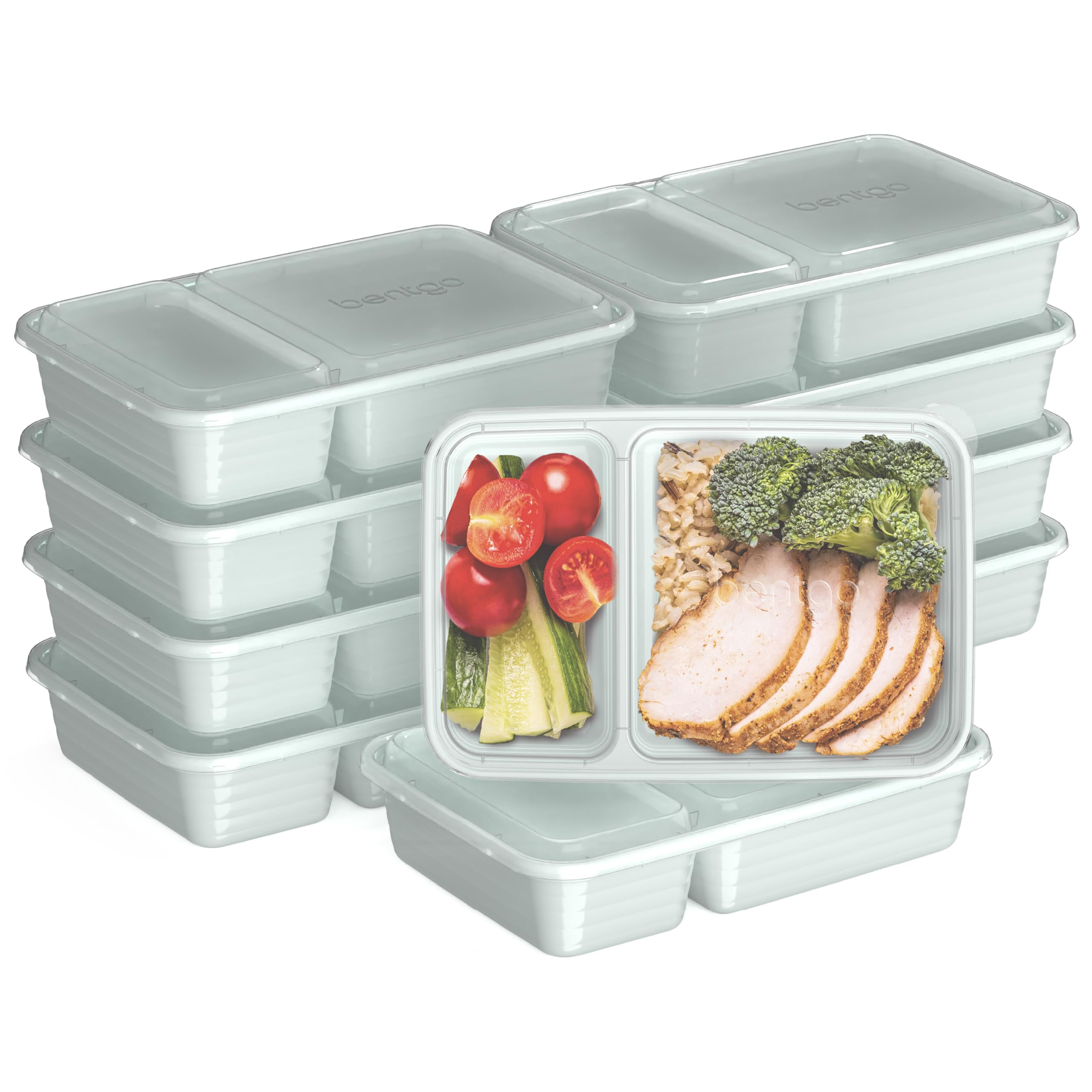 Bentgo 20-Piece Lightweight, Durable, Reusable Bpa-Free 2-Compartment Containers - Microwave, Freezer, Dishwasher Safe - Mint