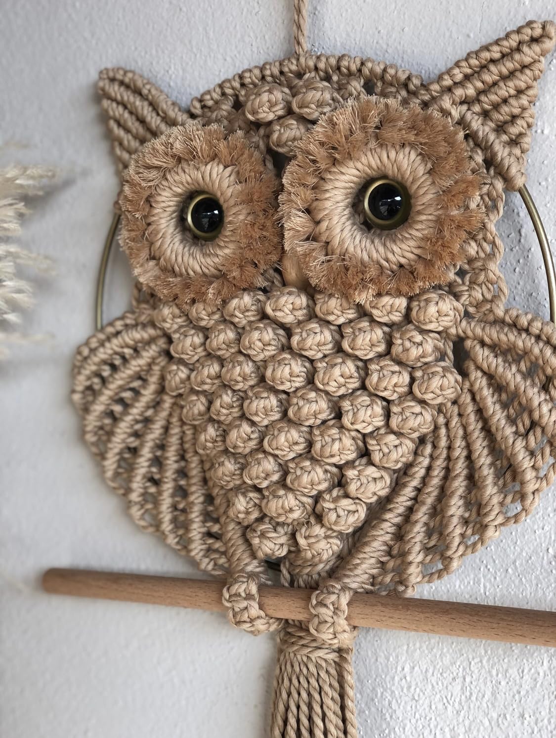 AIZA DECOR Cotton Owl Macrame Wall Hanging Tapestry Macrame Wall Decor Handmade Woven Wall Hanger Boho Ornament Wall Art Home De