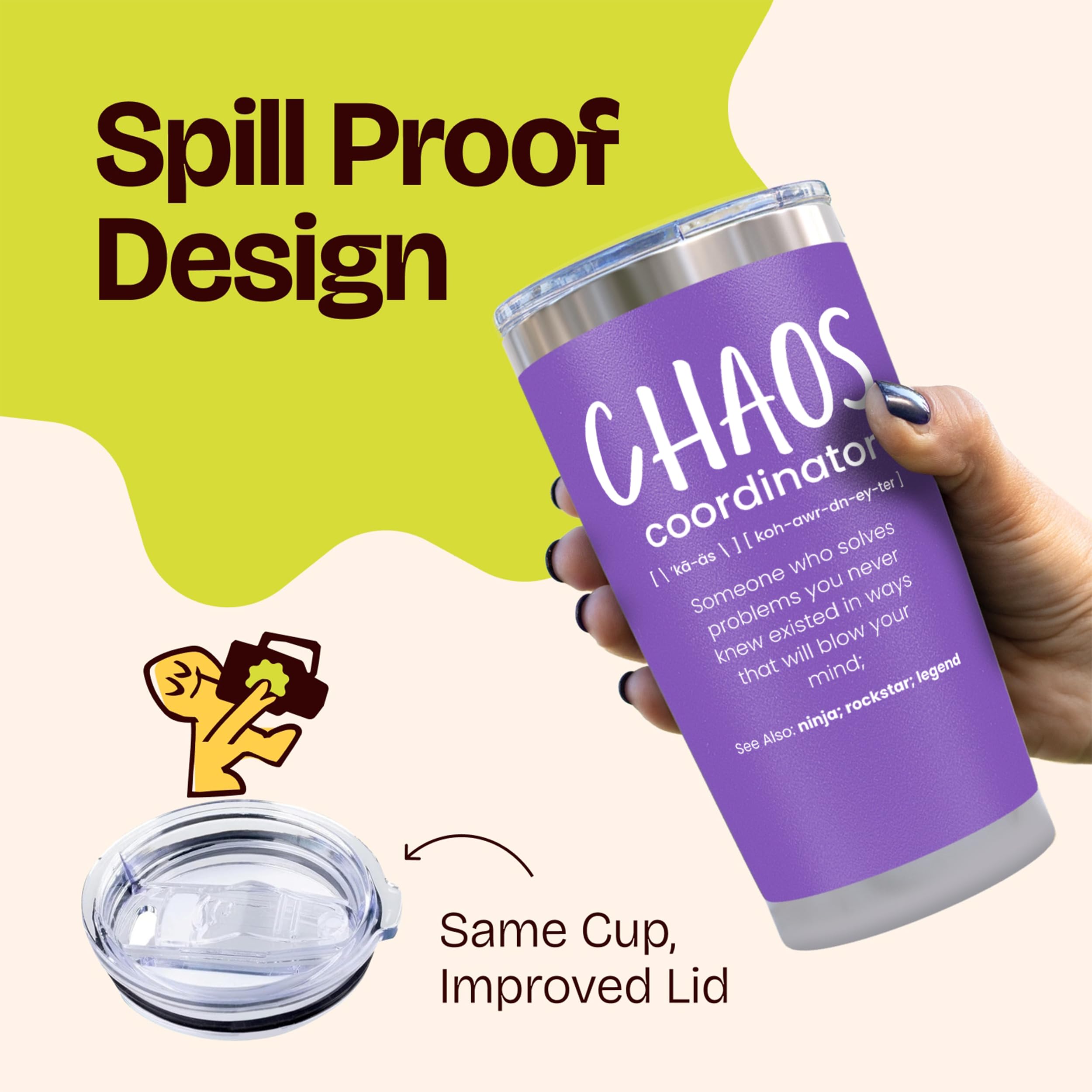 KLUBI Chaos Coordinator Gifts for Women - Nurse Appreciation Gifts for Her 20oz Purple Tumbler for Women, Bosses Day, Nurse Mana