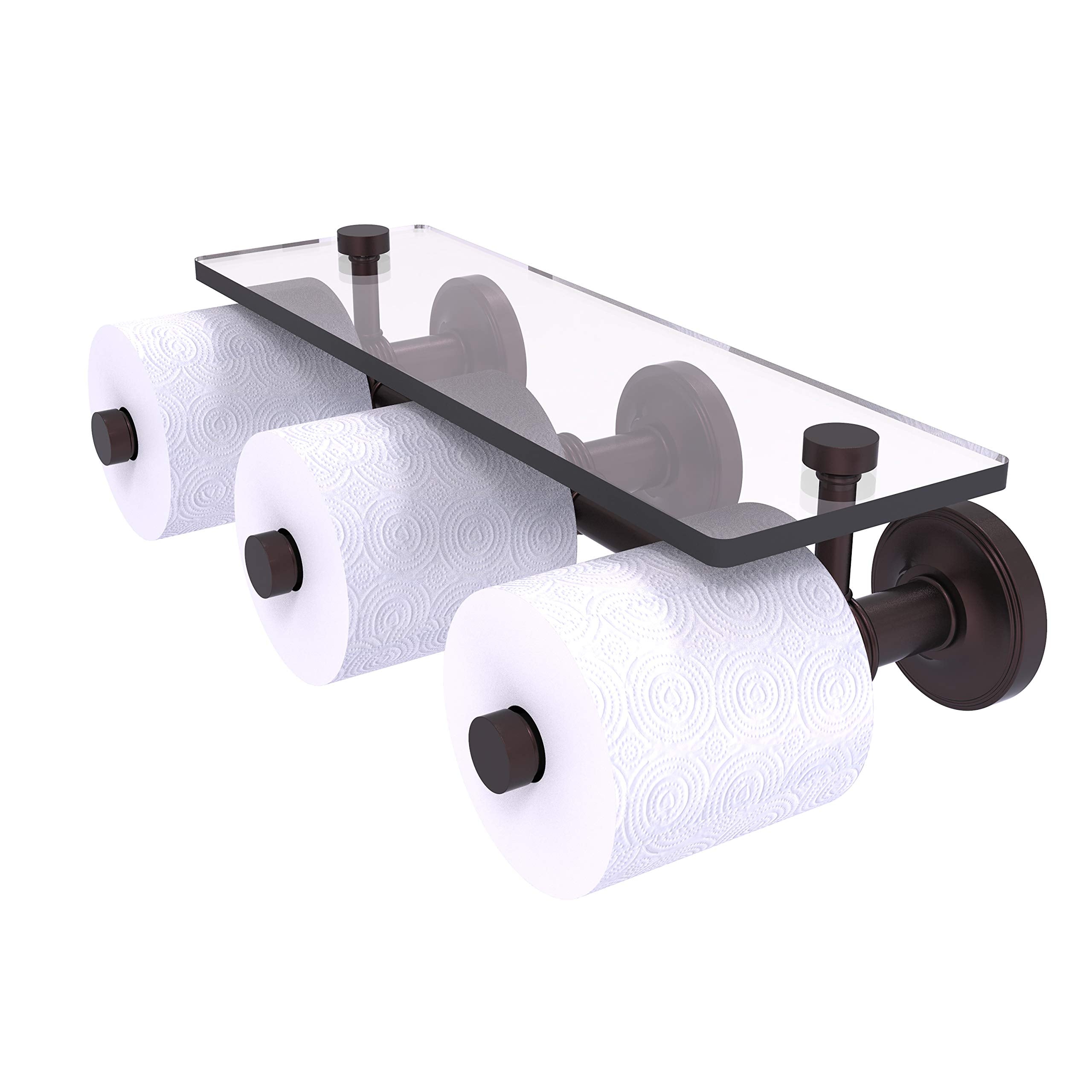 Prestige Regal Collection Horizontal Reserve 3 Roll Toilet Paper Holder with Glass Shelf - Antique Bronze
