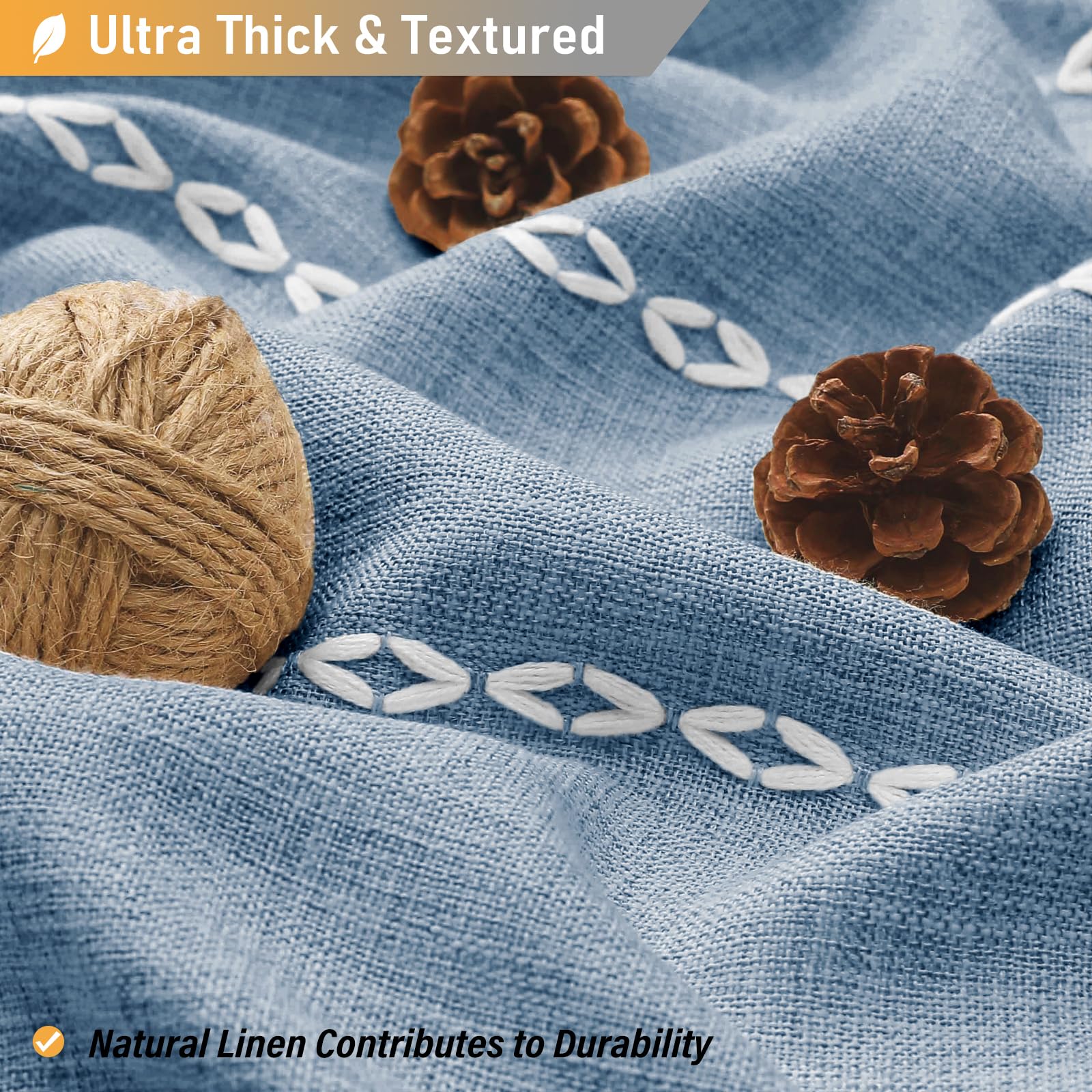 Bttn Extra Long Shower Curtain, 96 Inch Boho Rustic Striped Fabric Shower Curtain Set With Tassel, Water Resistant, Large Bohemi