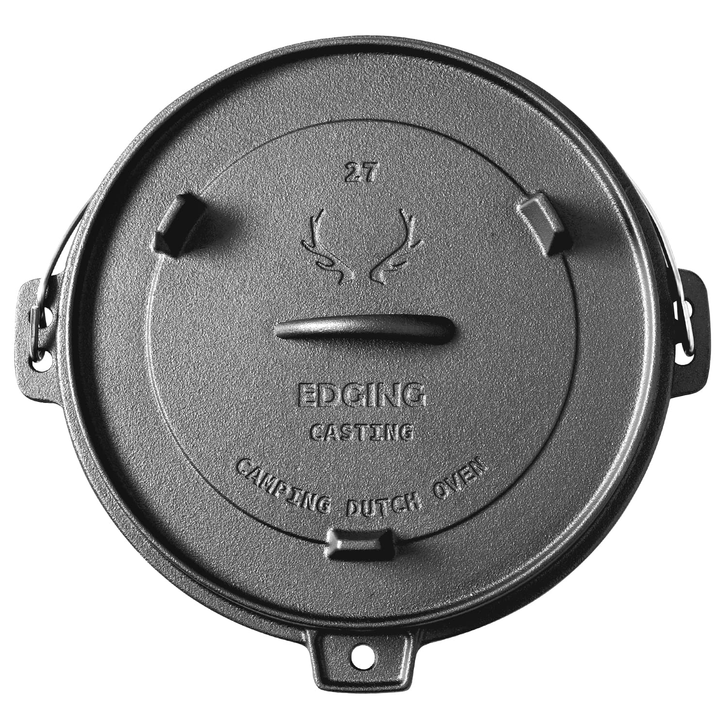 Edging Casting Pre-Seasoned Cast Iron Dutch Oven With Skillet Lid, Outdoor Camping Deep Pot For Camping Fireplace Cooking Bbq Ba