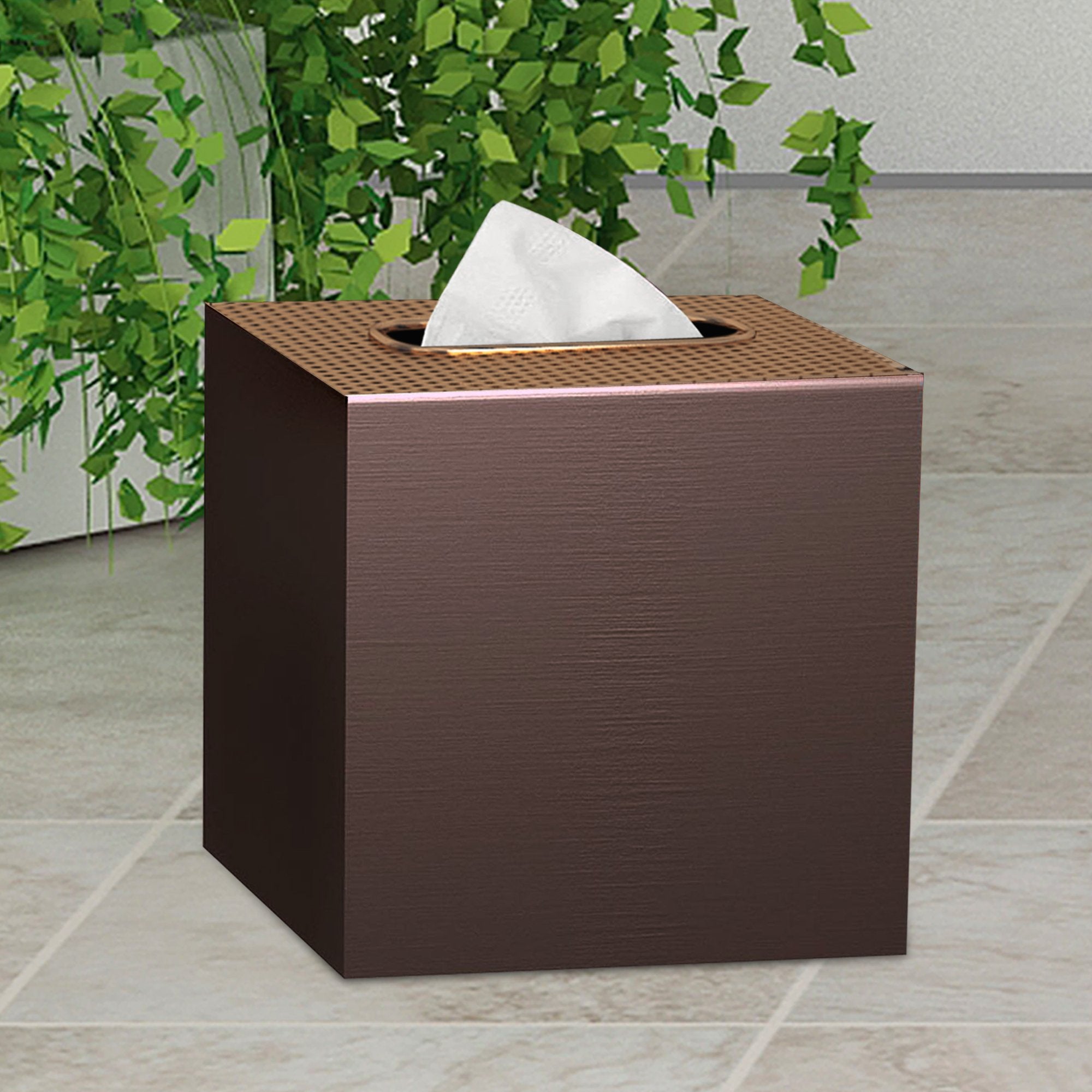 Nu Steel Selma Orb Boutique Tissue Box Cover Set Stainless Steel Square Facial Tissue Box Holder For Bathroom Vanity Countertops