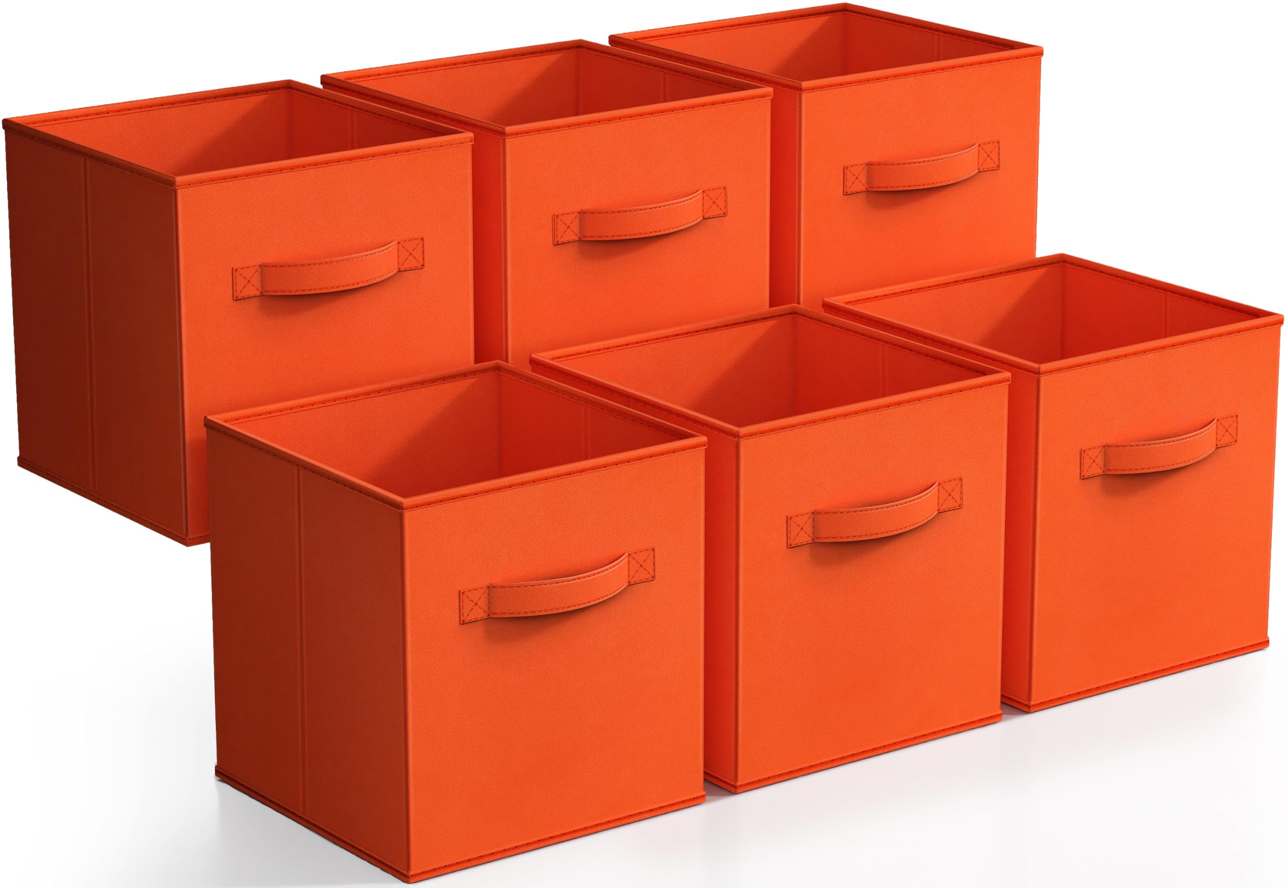 Sorbusa Foldable Storage Cube Basket Bin (6 Pack, Orange)
