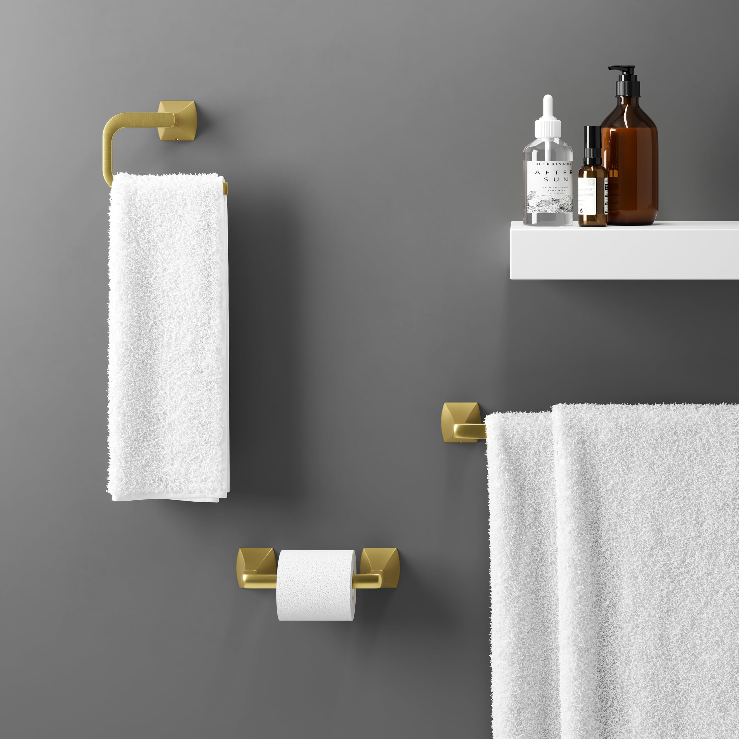Pfister Bruxie Towel Ring, Hand Towel Holder For Bathroom, Wall-Mounted, Screw-In, Brushed Gold Finish, Brbbie0Bg