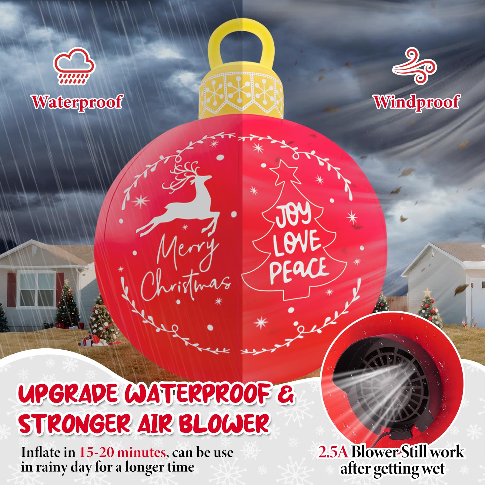 Kalolary 15FT Giant Christmas Inflatable Outdoor Decoration, Merry Christmas Bell Inflatable Decorations with Build-in LED Ornam