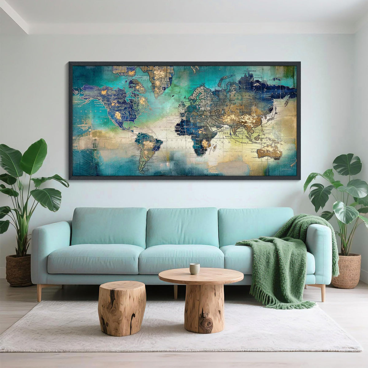 Large World Map Canvas Prints Wall Art For Living Room Office ''29X58 ...
