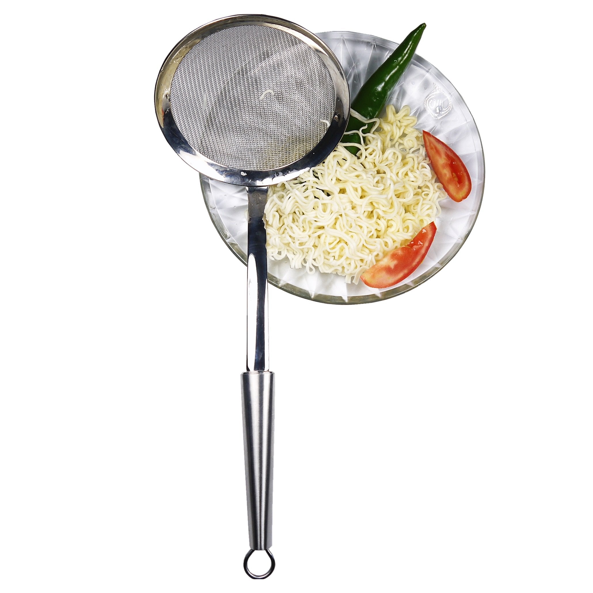 Fine Mesh Strainer Spoon Colander, 4 3/4 Inch Stainless Steel Frying Food Strainer Kitchen Skimmer With Twist Handle