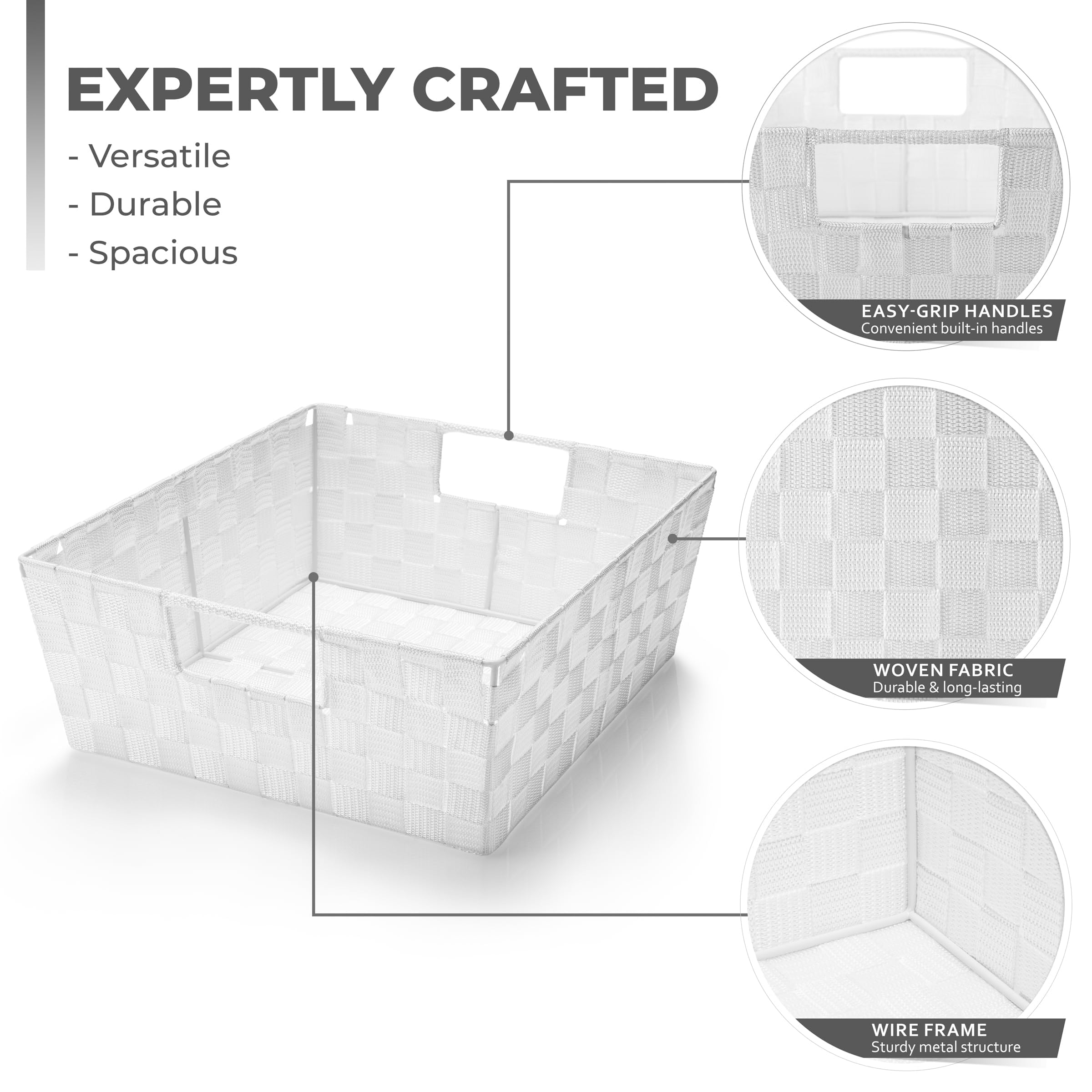 Sorbus Set Of 3 Large Storage Baskets For Organizing, Mesh Hand-Woven Design, Linen Closet Organizers And Storage, Organizer Sto