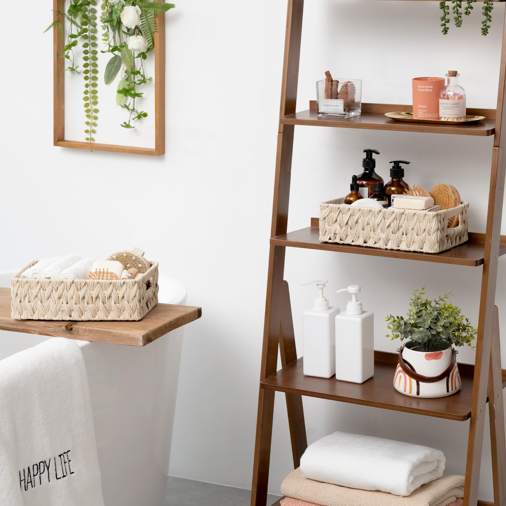 Granny Says Wicker Baskets For Organizing, Storage Basket For Shelves, Shelf Baskets With Handles, Waterproof Woven Basket For L