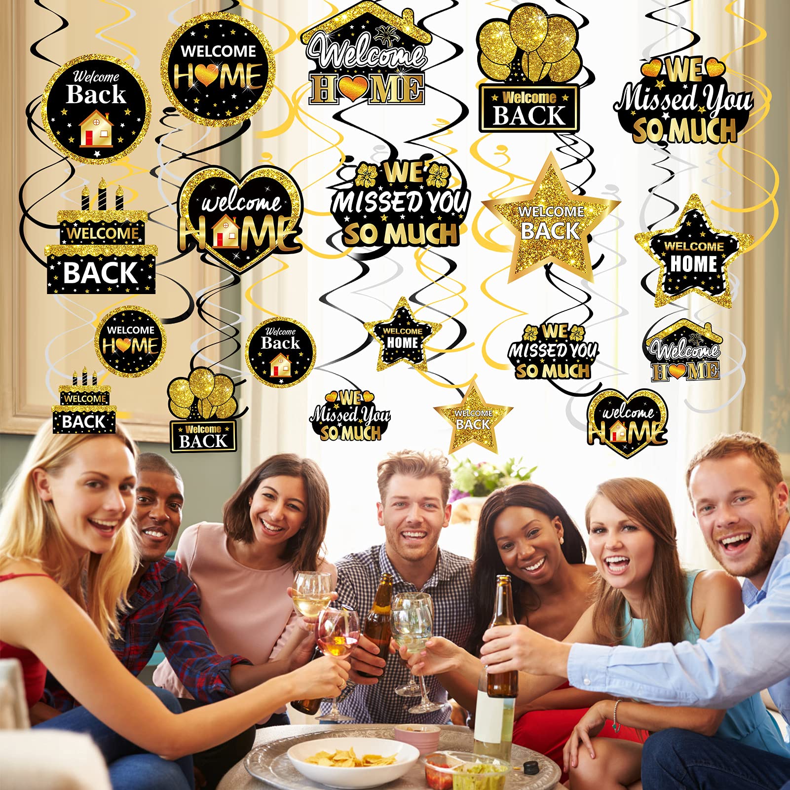 30Pcs Welcome Home Decorations We Missed you Hanging Swirls Decor  Welcome Back Home Hanging Ceiling Party Supplies  Homecoming Return Party Backdrop