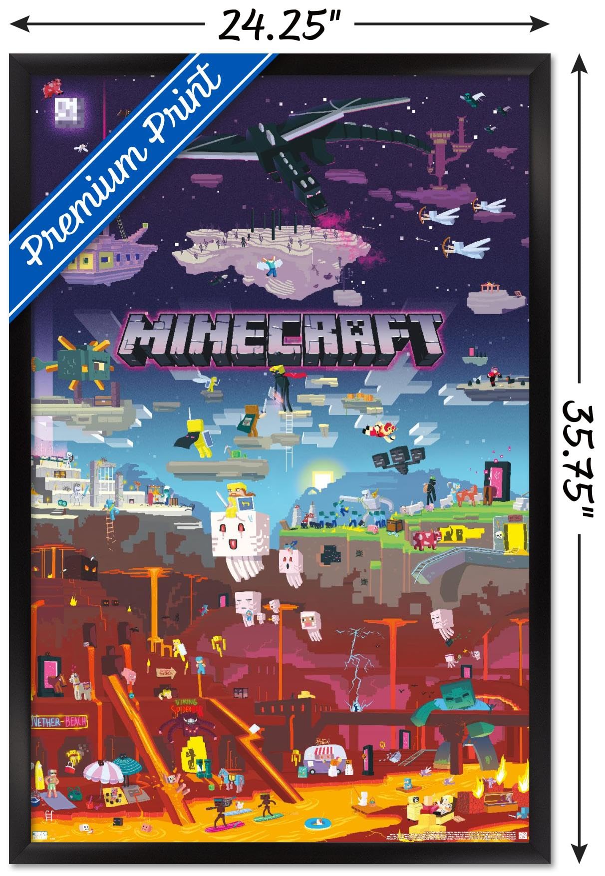 Trends International Minecraft - World Beyond Wall Poster, 22.375'' X 34'', Black Framed Version