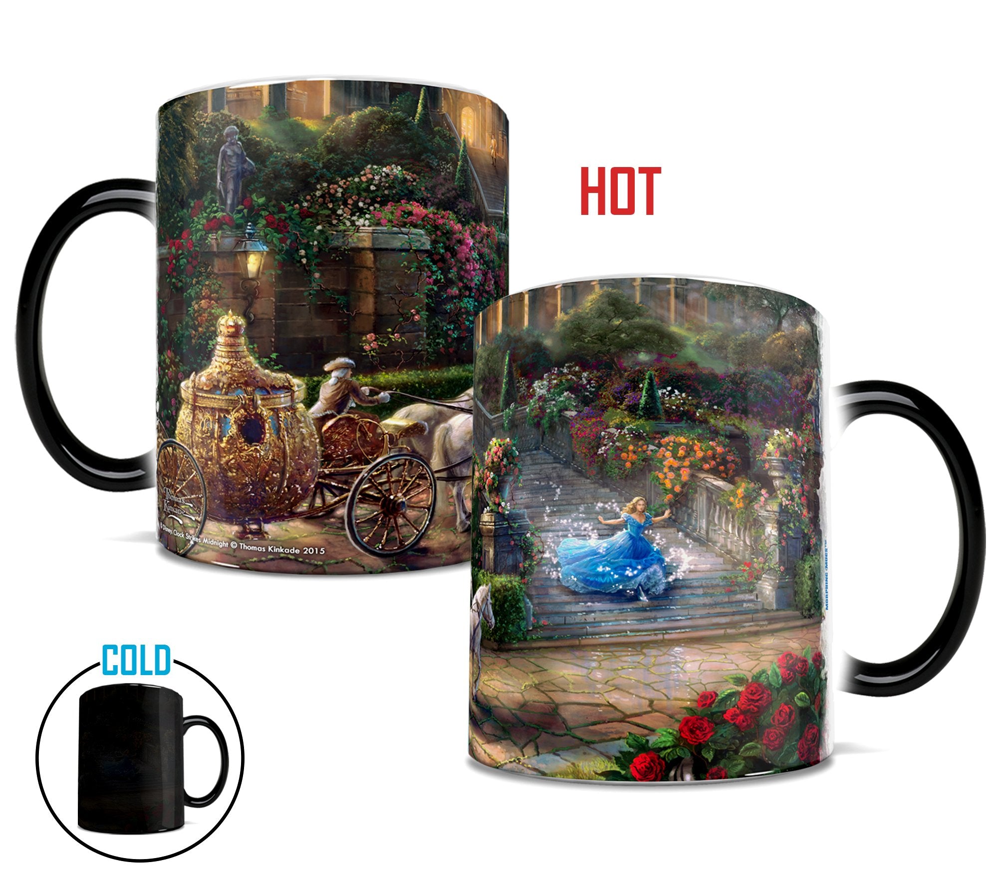 Morphing Mugs Disney Cinderella Color Changing Mug - 11 oz Ceramic - Black - Heat Sensitive - Model COMINHKPR129914
