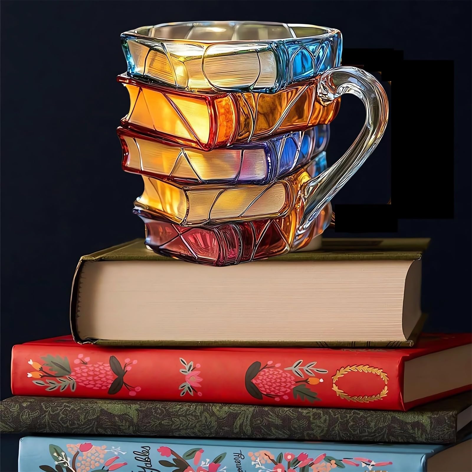 Painted Book Mug 2025 New Novelty Mugs for Book Lovers Gifts Unique Handmade Coffee Mugs Glass 11 0z Cool Funny Bookish Tea Cups