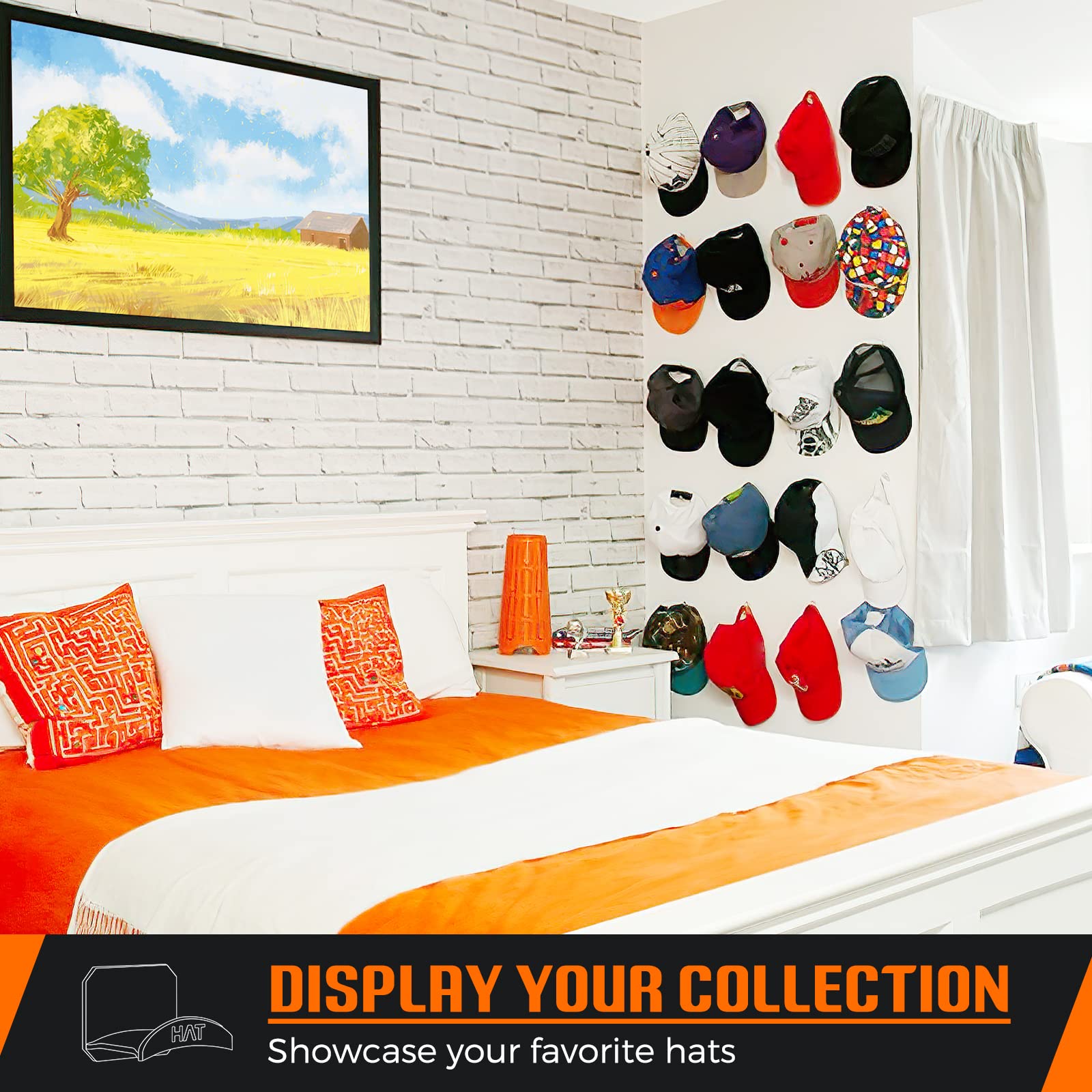 Joylivecy 10 Pack Hat Racks For Baseball Caps, Fashion Self-Adhesive Hat Hooks For Boys Girls Room Decor, Hat Hanger For Boys Ro