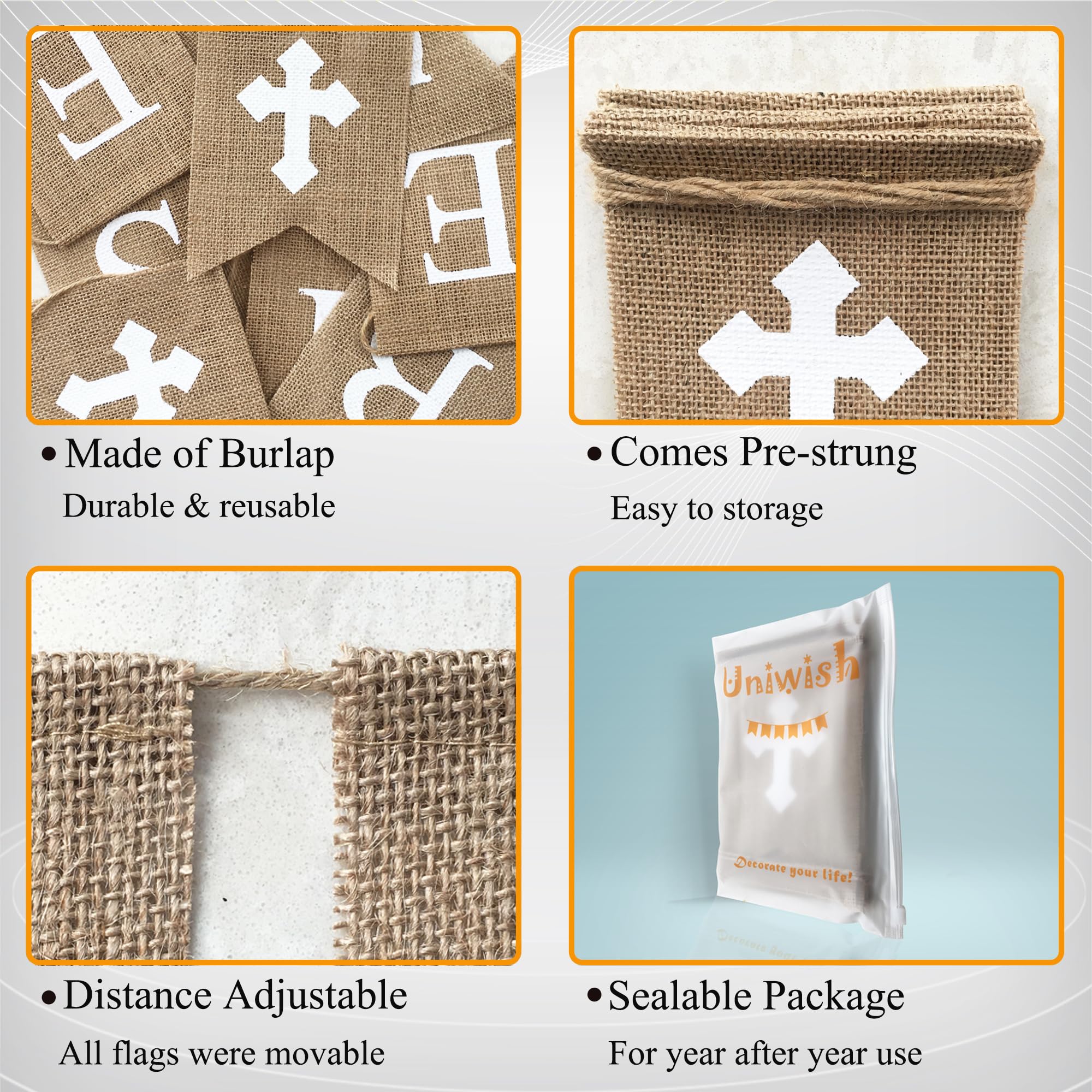 Uniwish Blessed Burlap Banner Easter Baptism Decorations Garland For Home Fireplace D  Cor Vintage Rustic Hanging Sign Party Sup