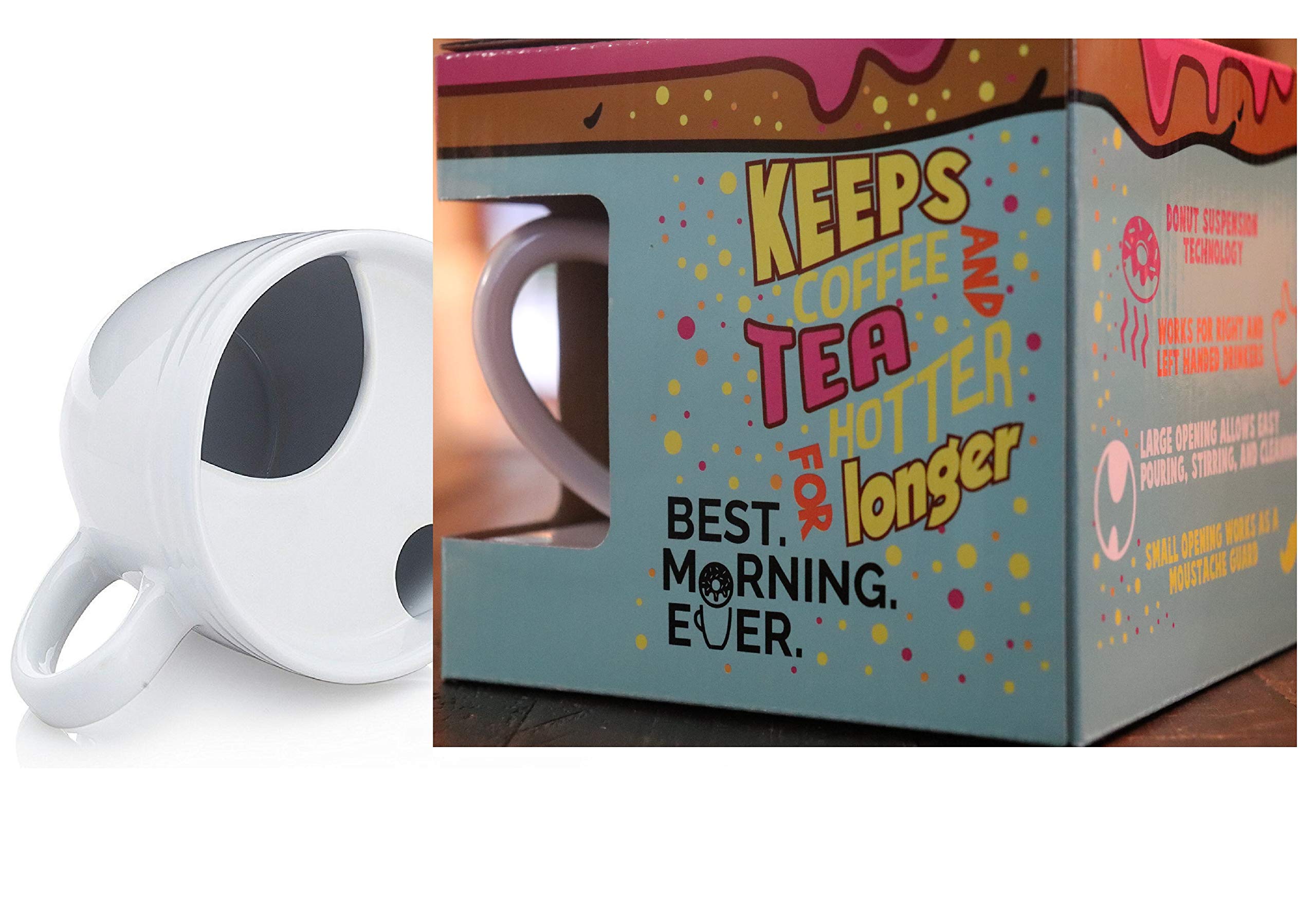 Best.Morning.Ever. Coffee/Tea Mug with Donut holder GIFT BOX ORIGINAL - Keeps Tea & Coffee Hotter for Longer