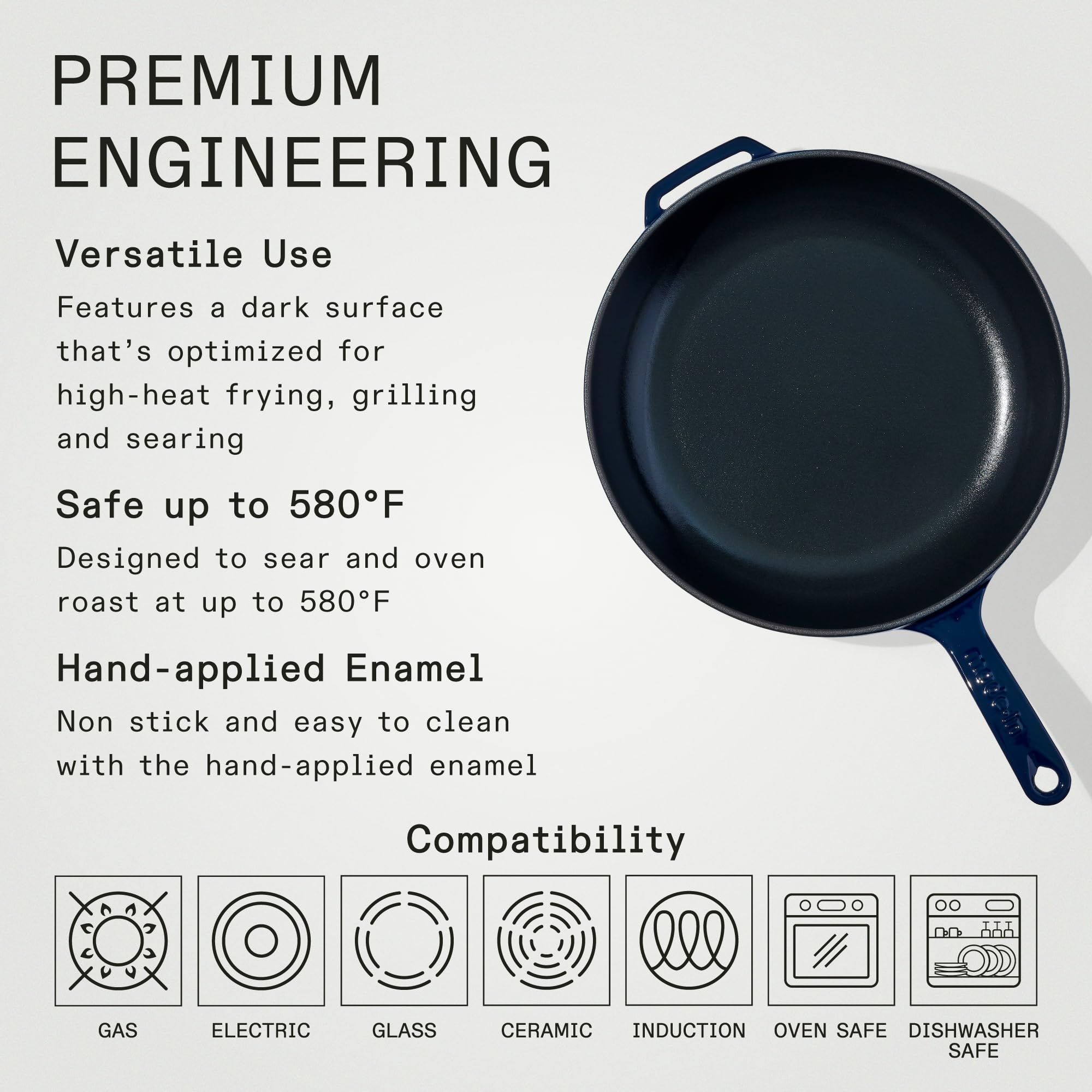 Made In Cookware - Enameled Cast Iron Skillet - Blue - Exceptional Heat Retention & Durability - Professional Cookware - Crafted