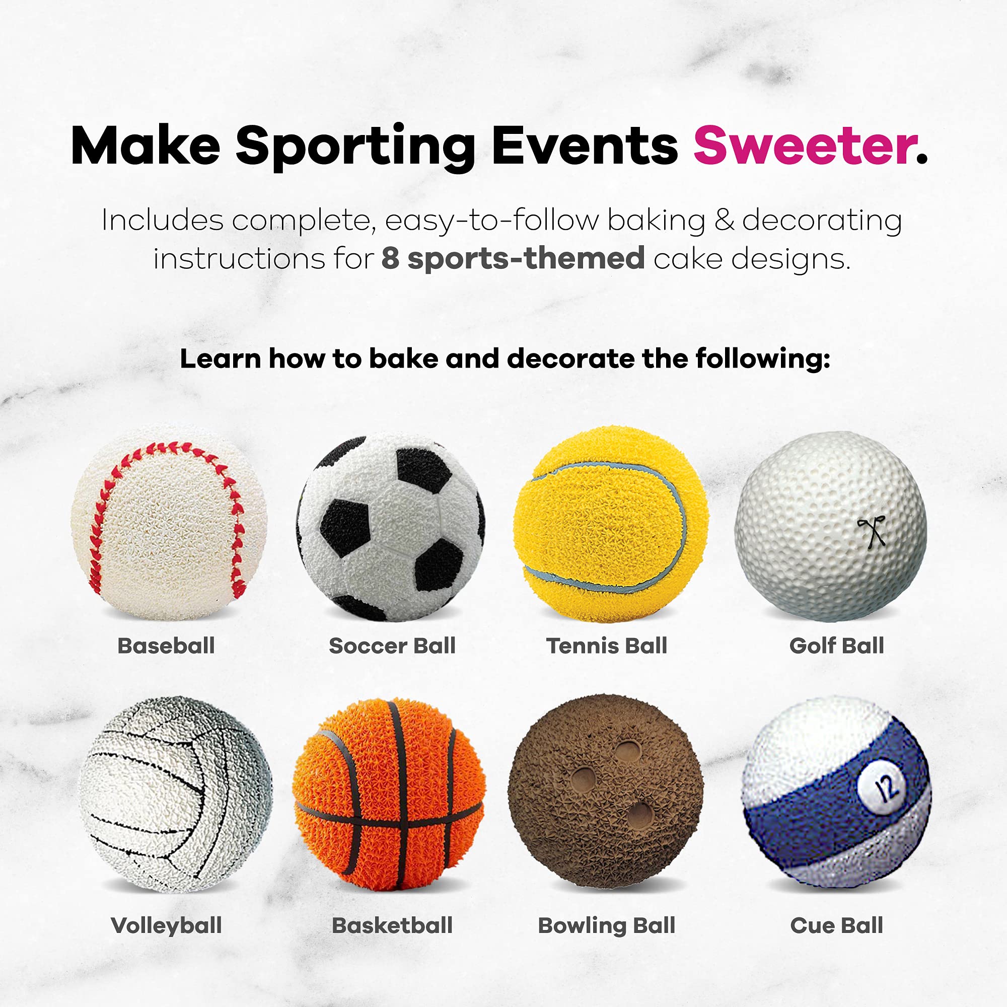 Wilton 3D Sports Ball Cake Pan Set - Aluminum Bakeware, Durable, Rust-Resistant, Includes 2 Half-Sphere Pans, Silver, Model 2105-6506