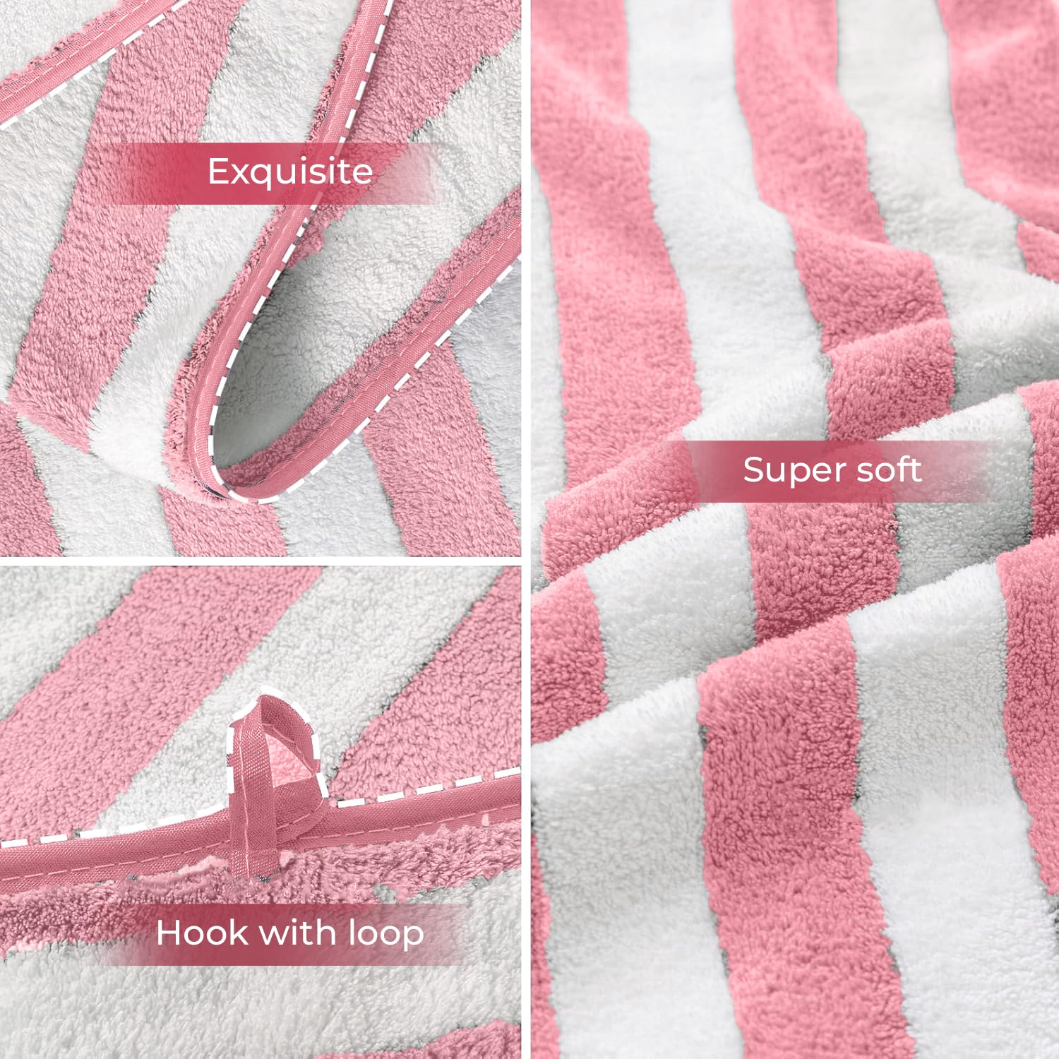 Maxoshine Microfiber Towels For Bath-Stripes Bath Towel For Men And Women-Soft Coral Fleece Towel With Hook Quick Dry Super Abso