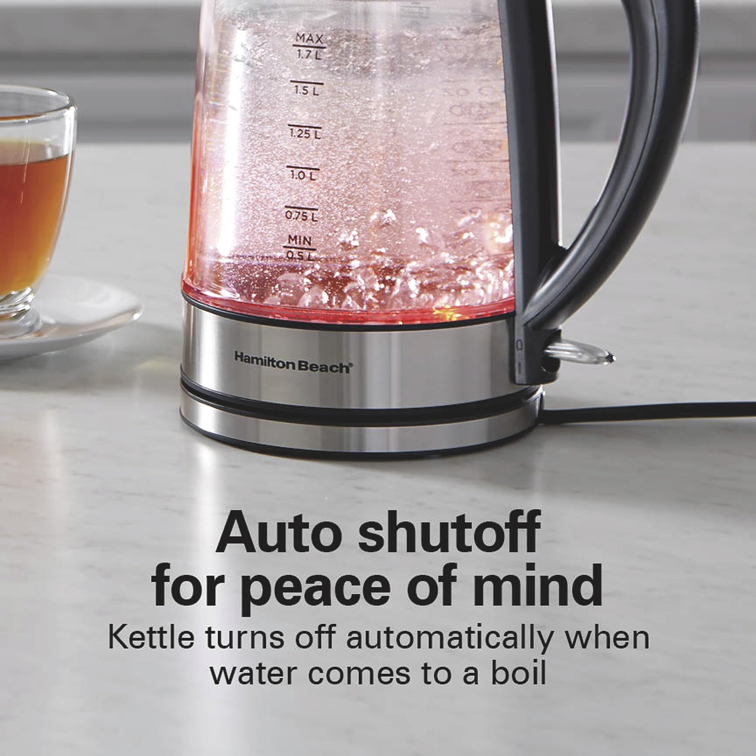 Hamilton Beach Double Wall 1.7L Electric Kettle, Water Boiler & Heater, Built-In Mesh Filter, Auto-Shutoff & Boil-Dry Protection