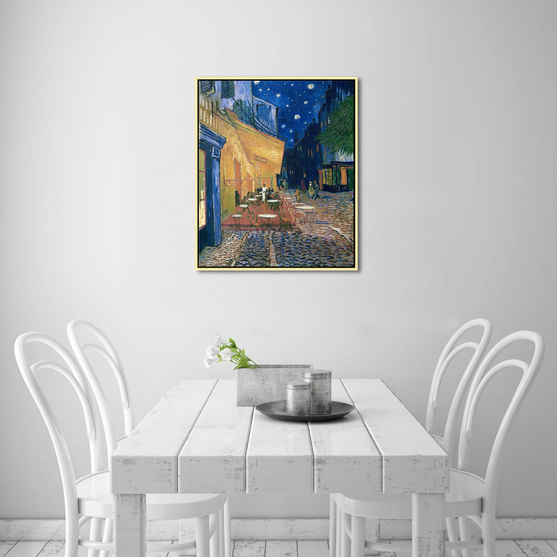 Wieco Art Framed Art Canvas Prints Of Cafe Terrace At Night Canvas Prints Wall Art By Van Gogh Paintings Reproduction Abstract A