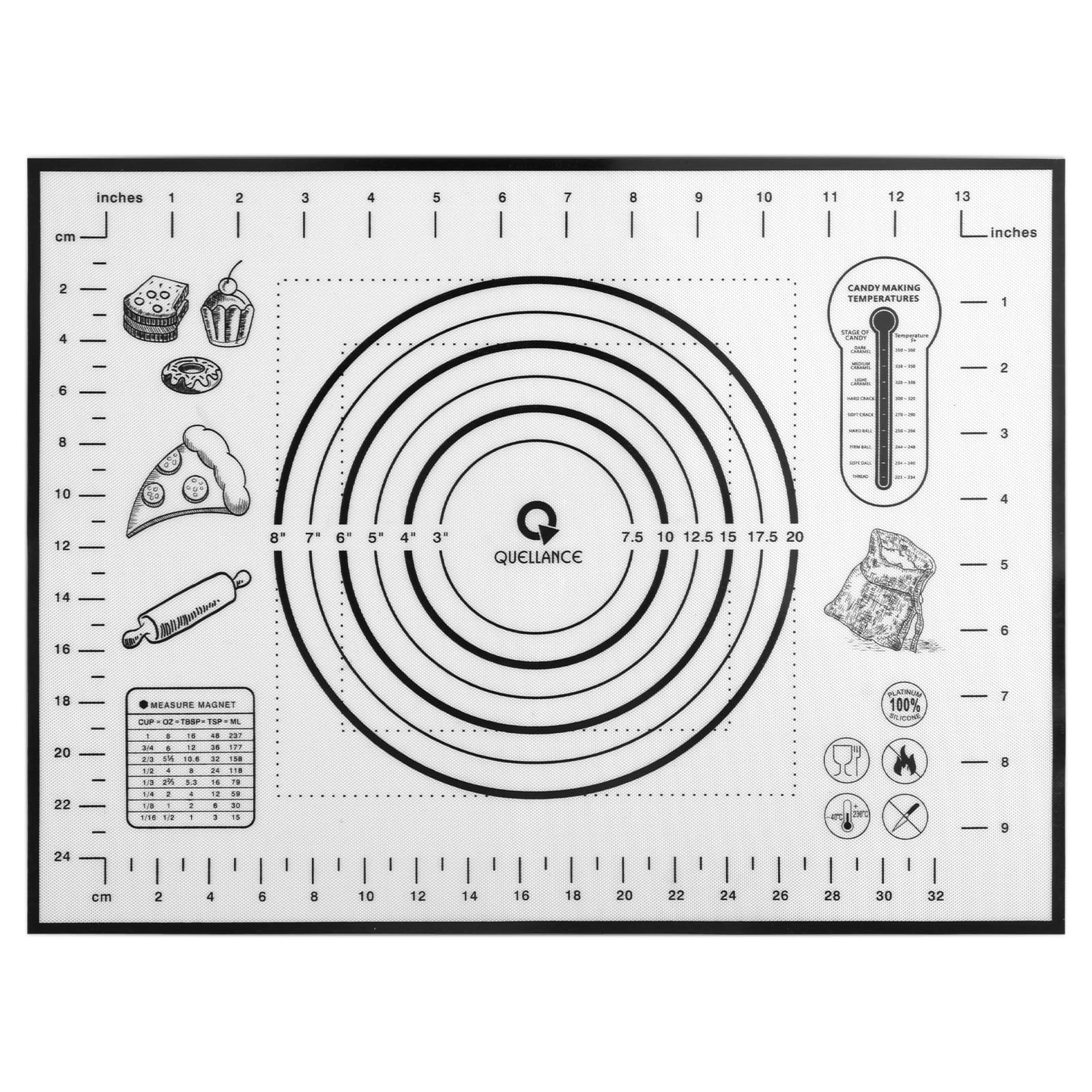 Silicone Pastry Mat With Measurement, Kids Baking Mat For Fondant, Rolling Dough, Pie Crust, Pizza And Cookies, Dough Mat, Count
