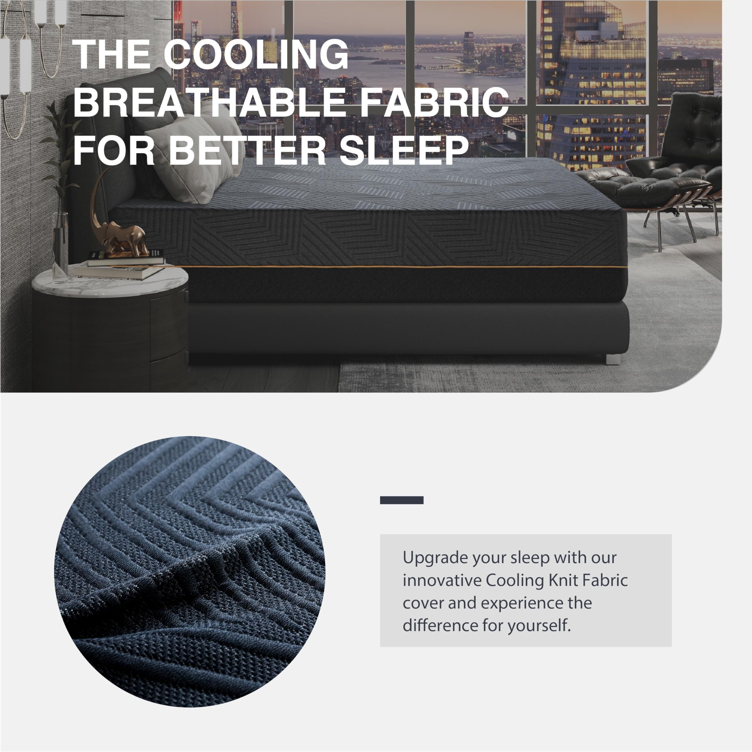 Dyonery Queen 14 Inch Memory Foam Mattress In A Box, Cooling Knit Fabric Cover, Copper-Gel Memory Foam, Made In Usa, Certipur-Us