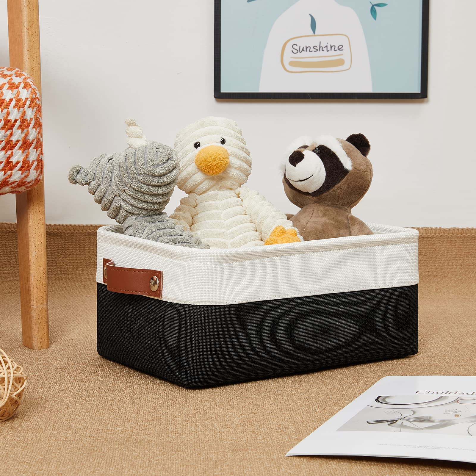 Dullemelo Small Storage Bin, Storage Basket For Organizing, Collapsible Rectangular Fabric Basket For Shelves, Closets, Nursery,