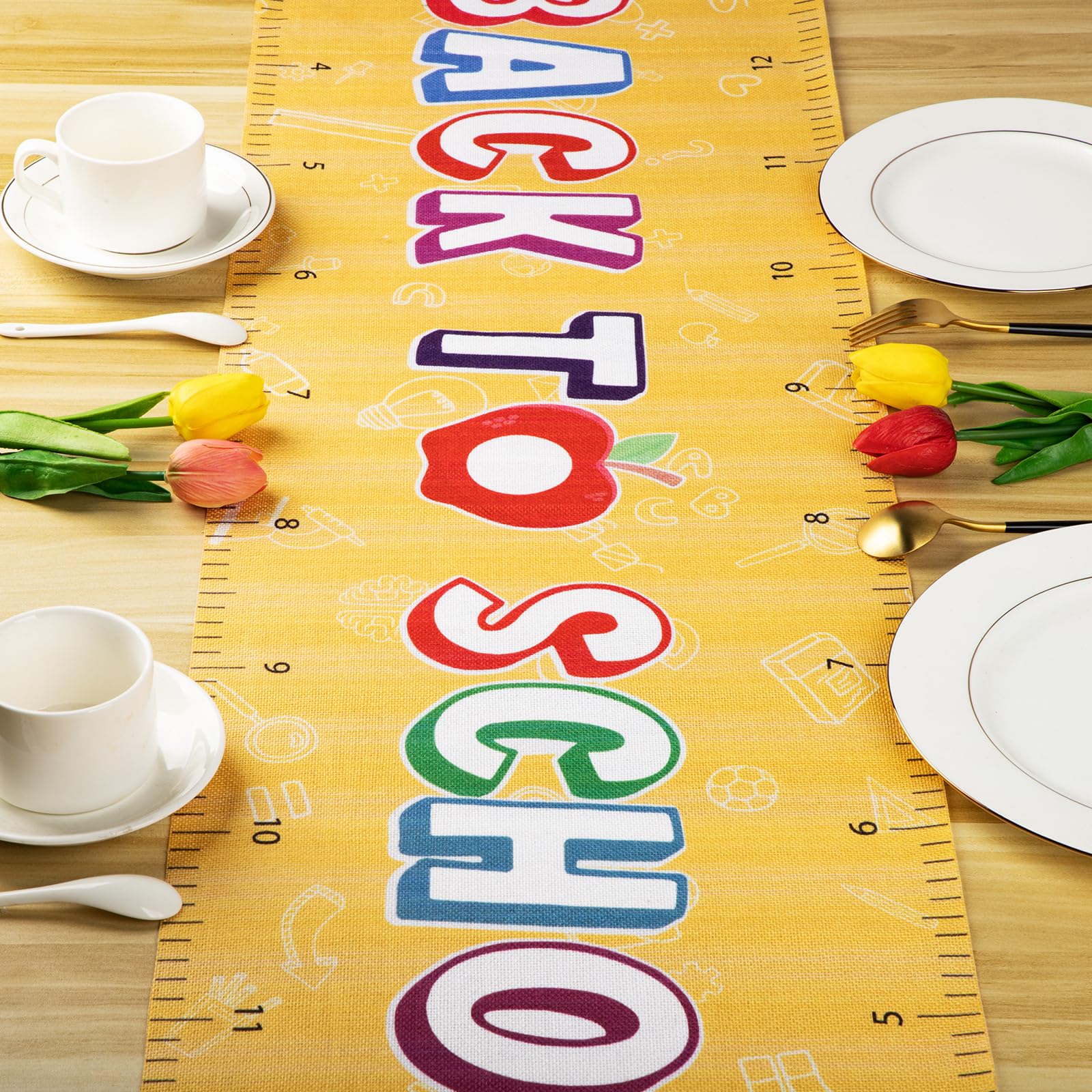 Back To School Table Runner, Ruler Table Runner Back To School Decorations For The Home, Back To School Table Cloth For Classroo