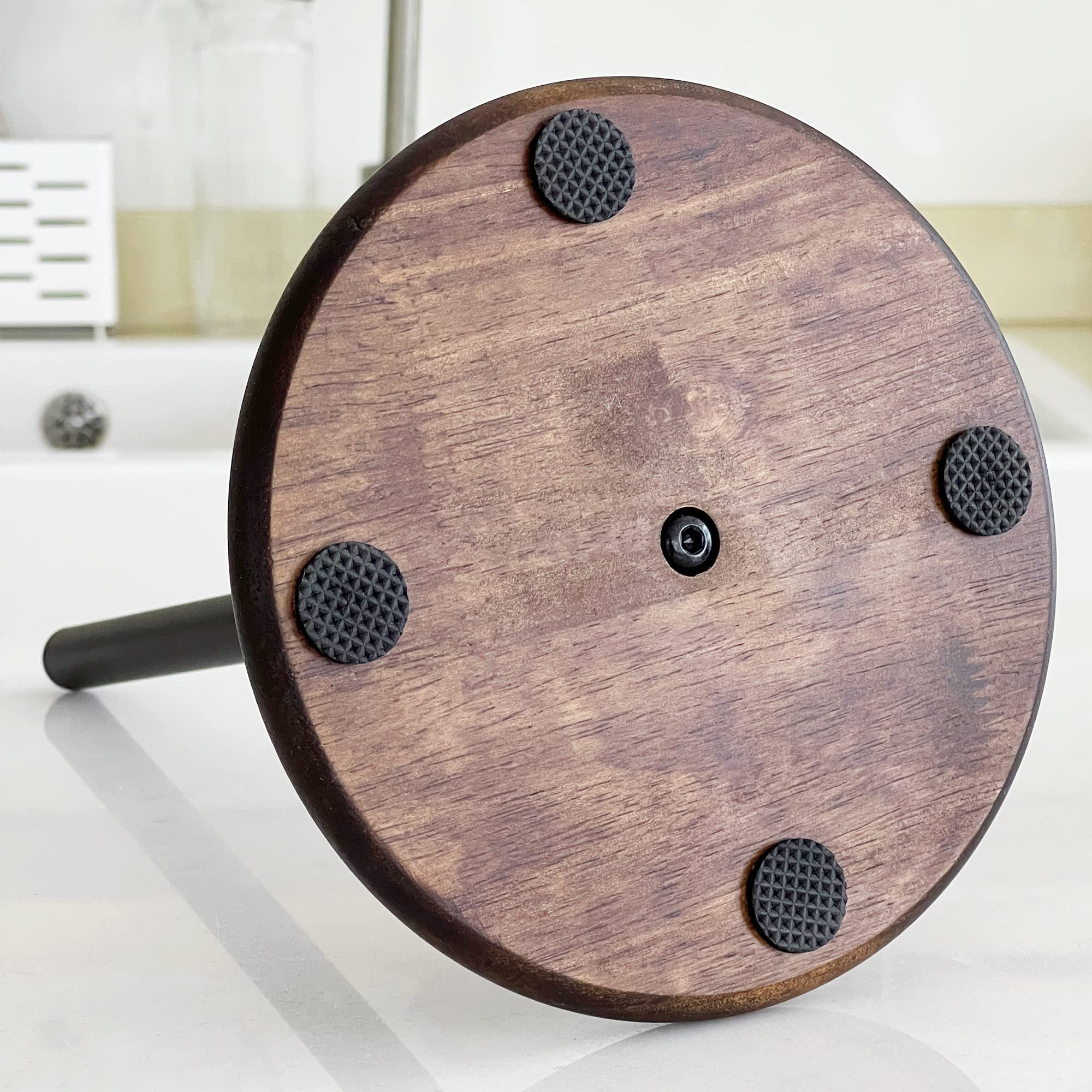 Black Paper Towel Holder Stand With Exquisite Wood Round Base, Niffgaff Free-Standing Paper Towel Roll Dispenser For Kitchen Cou