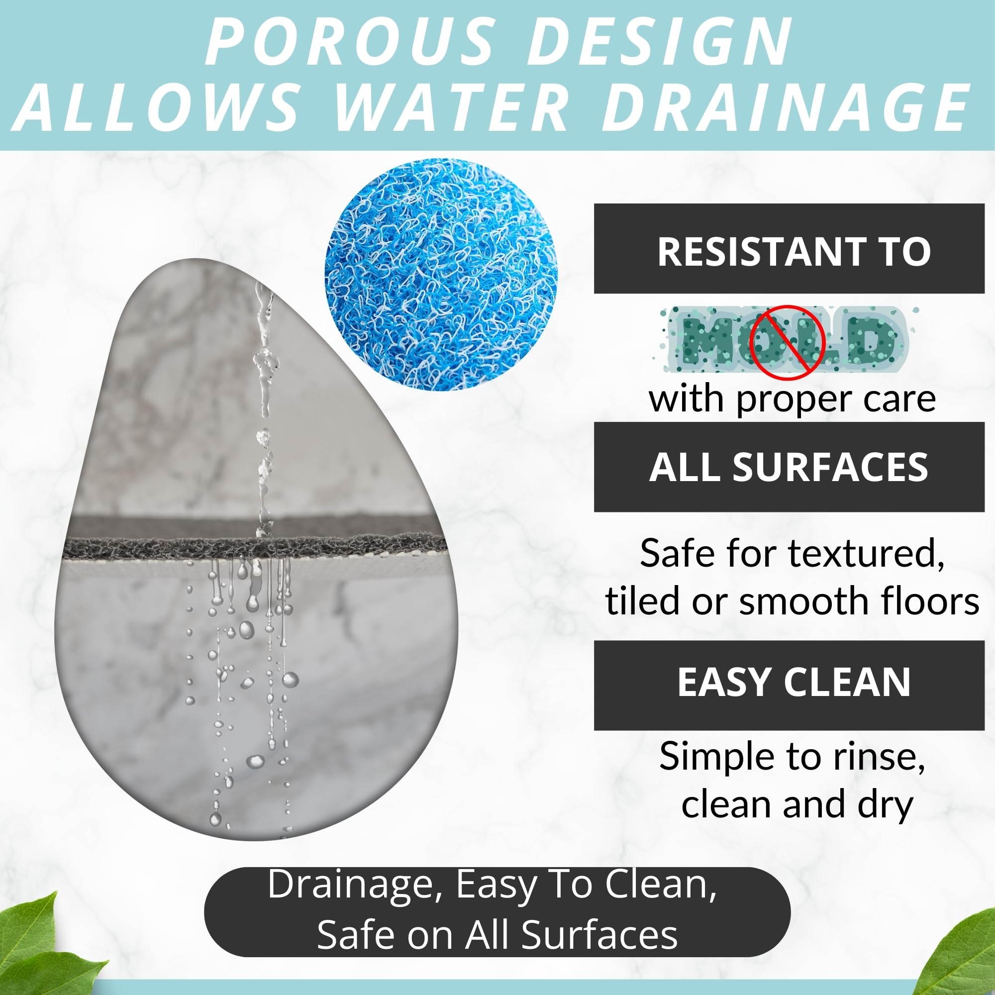 Loofah Bath Mat For Shower - Shower Floor Mat - Bathroom Shower Mat - Shower Bath Mat Non Slip - Anti Slip Shower Mat - Bath & S