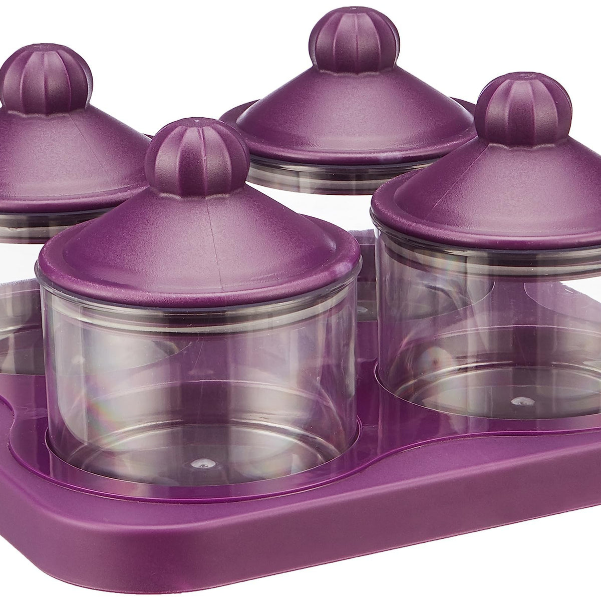 Amazon Brand - Solimo Air-Tight Dry Fruit Container Tray Set With Lid ...