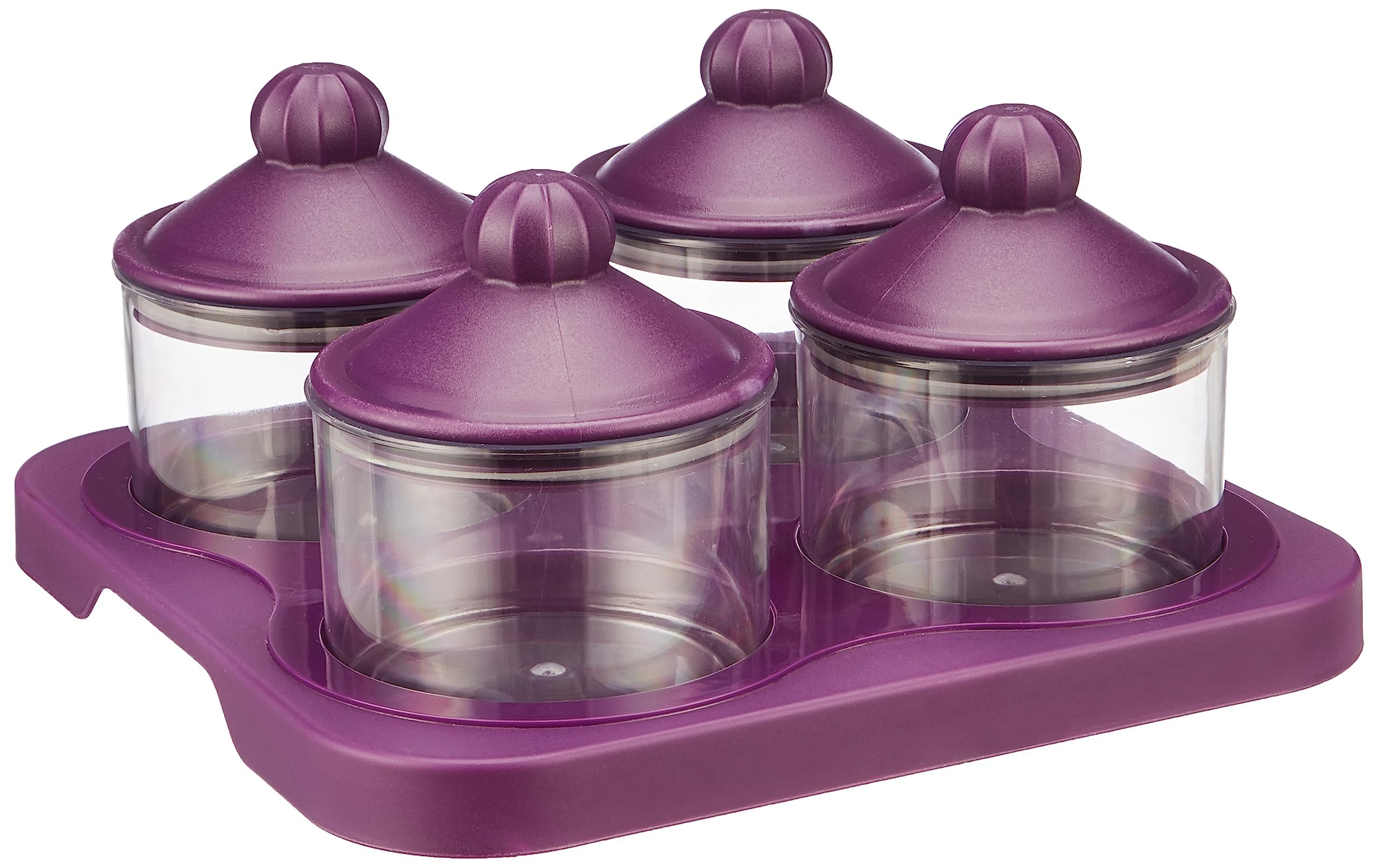 Amazon Brand - Solimo Air-Tight Dry Fruit Container Tray Set With Lid&Serving Tray, Airtight Plastic Storage Container Set 500 M
