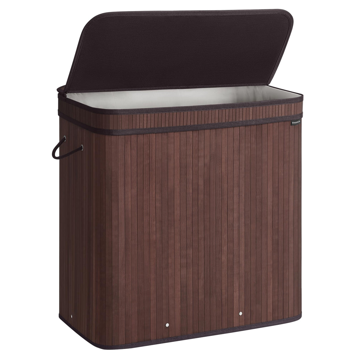 Songmics Laundry Hamper With Lid, Bamboo Laundry Basket, Removable Machine Washable Laundry Basket, With Handles, 39.6-Gallons,