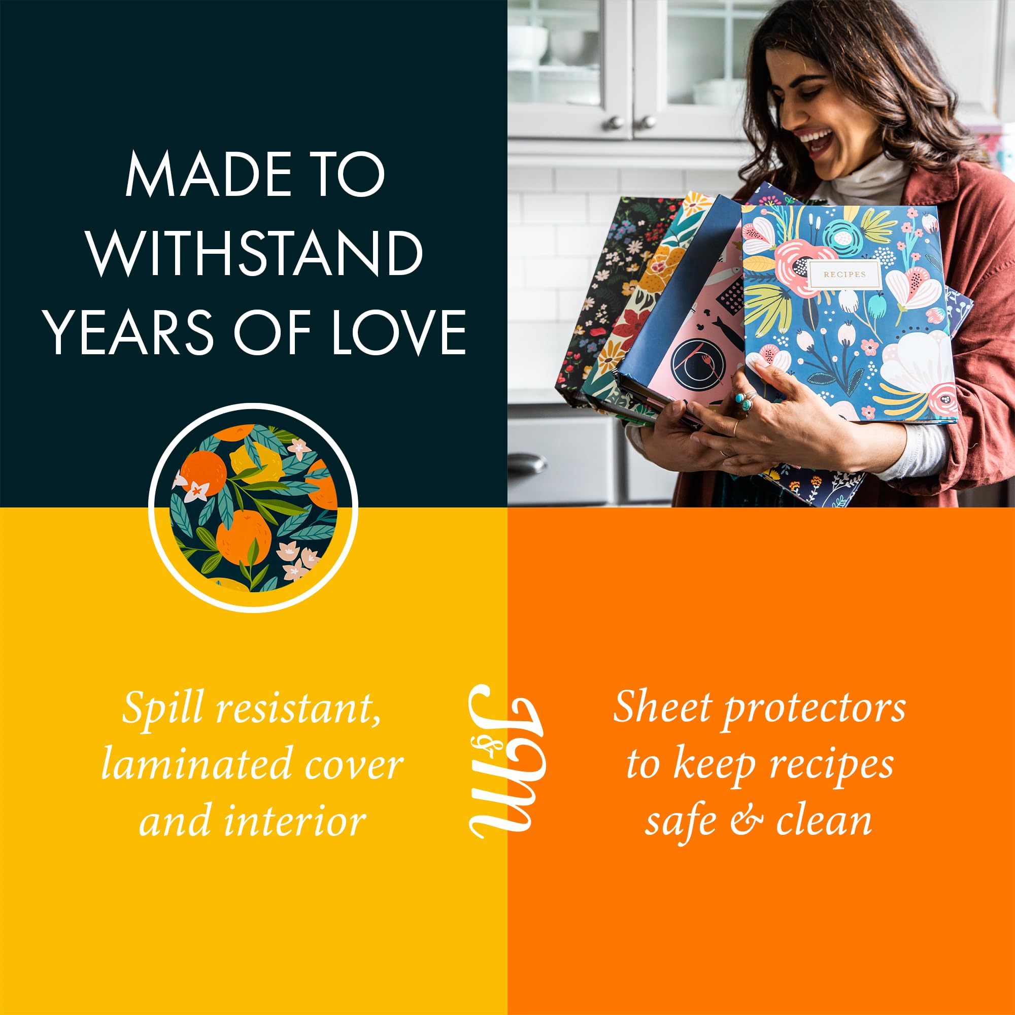 Jot & Mark 3 Ring Recipe Binder 8.5'' X 11'' | Full-Page With Clear Protective Sleeves And Color Printing Paper For Family Recip