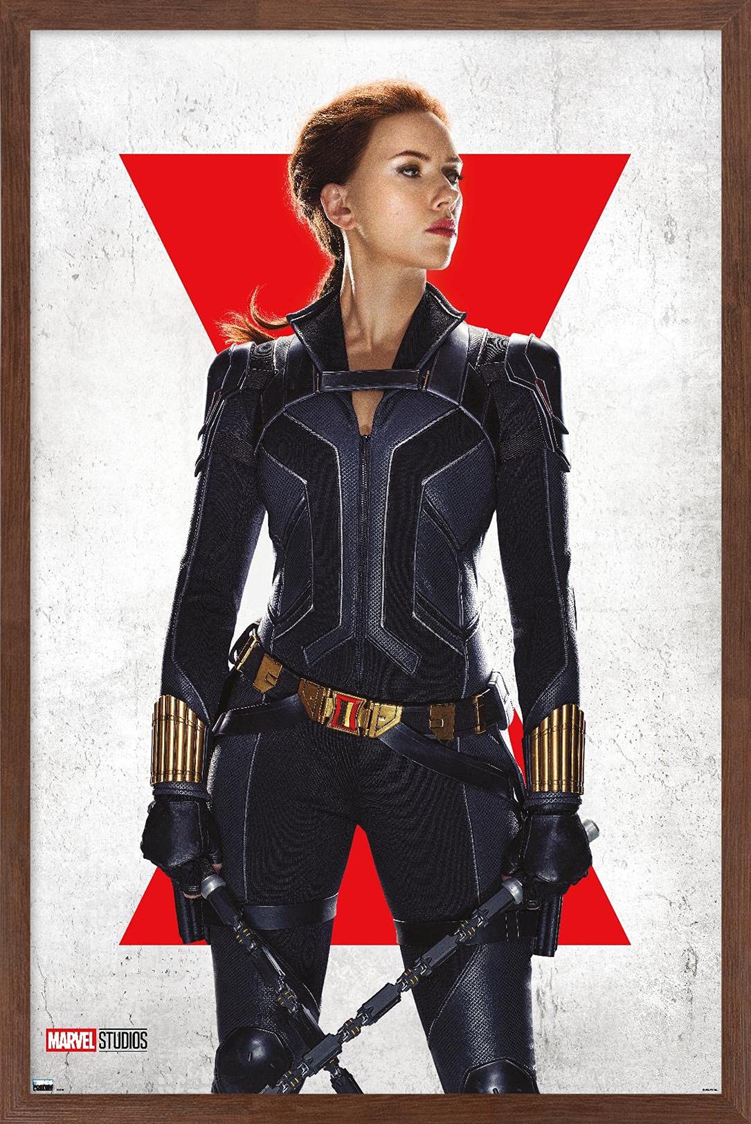 Trends International Marvel Black Widow - Black Widow One Sheet Wall Poster, 22.37'' X 34.00'', Mahogany Framed Version