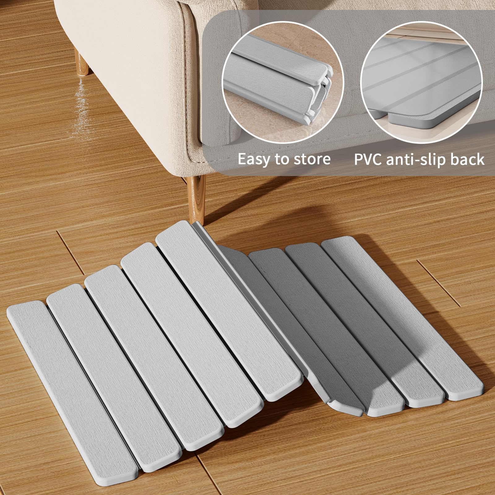 Summer&Kiss Stone Bath Mat, Quick Dry Stone Drying Mats For Bathroom, Super Absorbent Rollable Bath Stone Mat, Non Slip, Large D