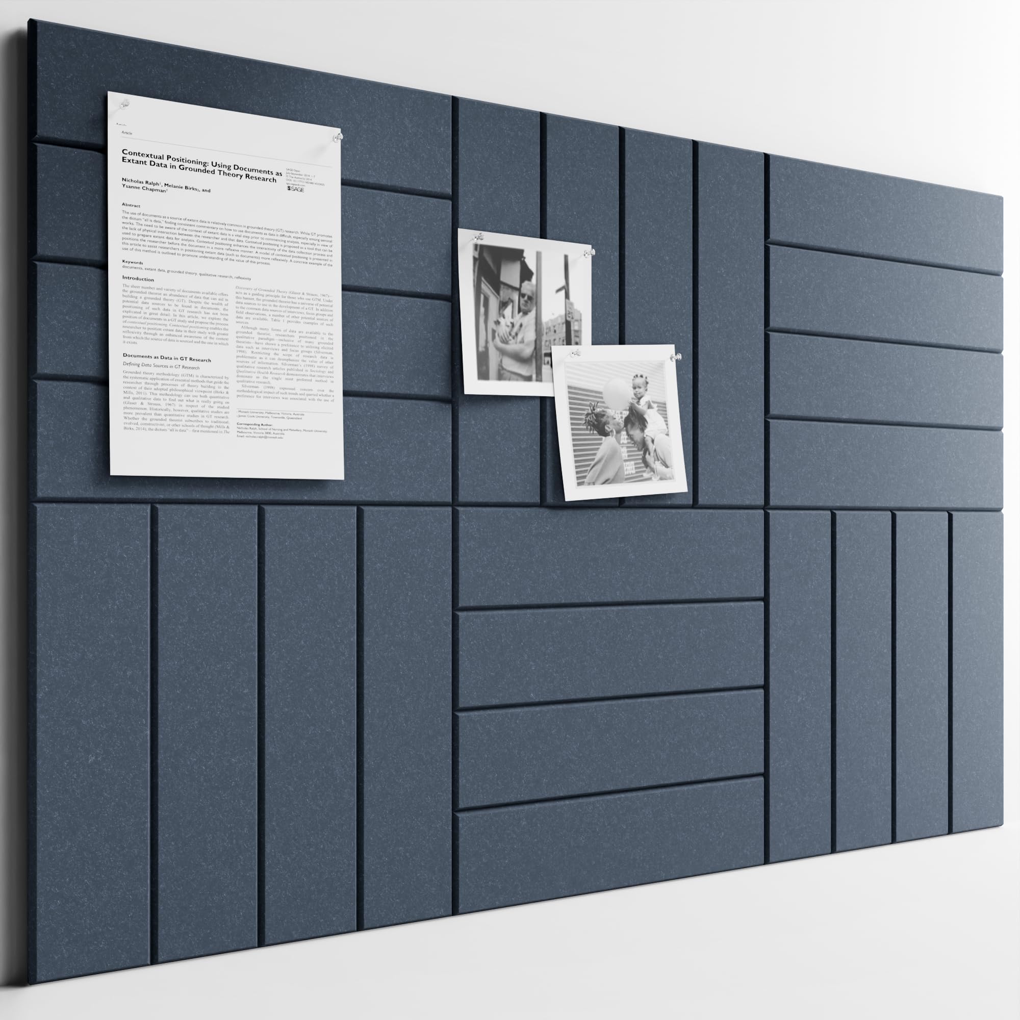 Bumusty Large Cork Board Alternative-36 x24 Felt Bulletin Board, with 30 Pushpins, 40 Adhesive Tabs, 6-Pack Slat Wall Paneling, 