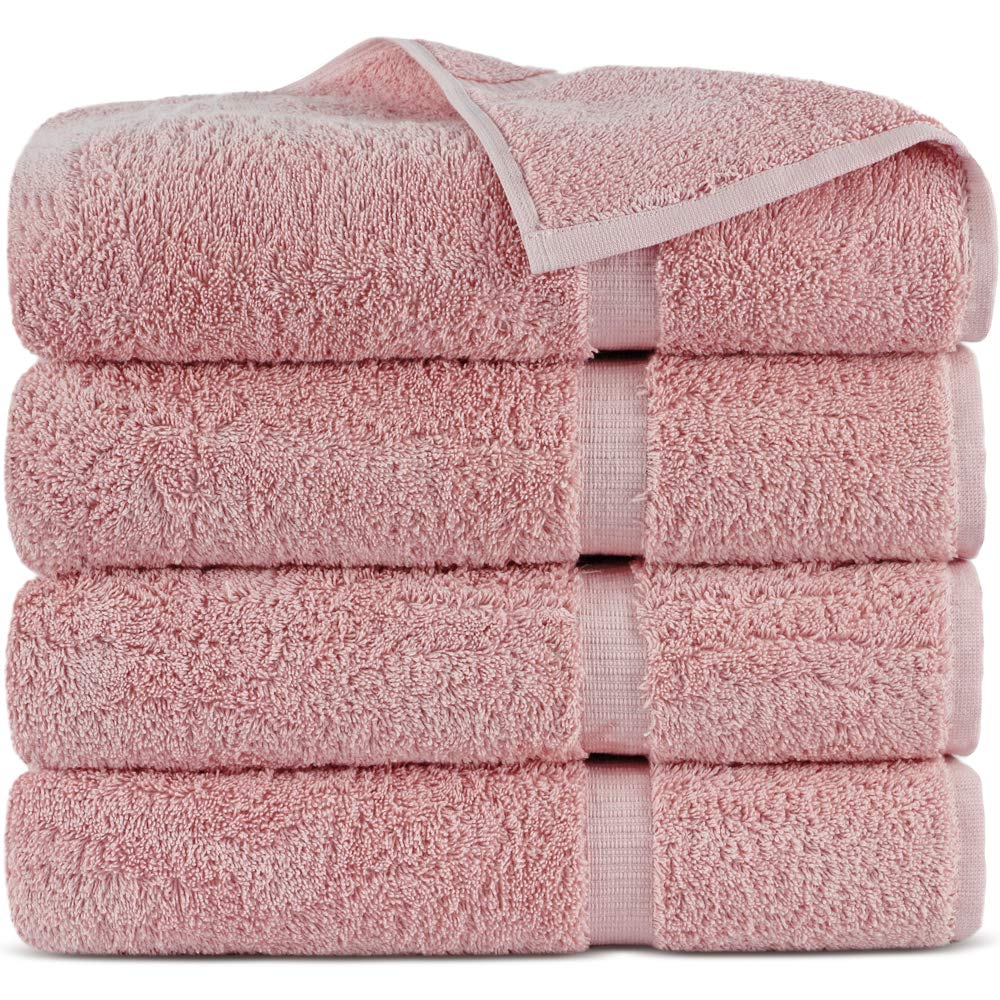 Indulge Linen 100% Turkish Cotton Towel Set (Pink, Bath Towels - Set Of 4)