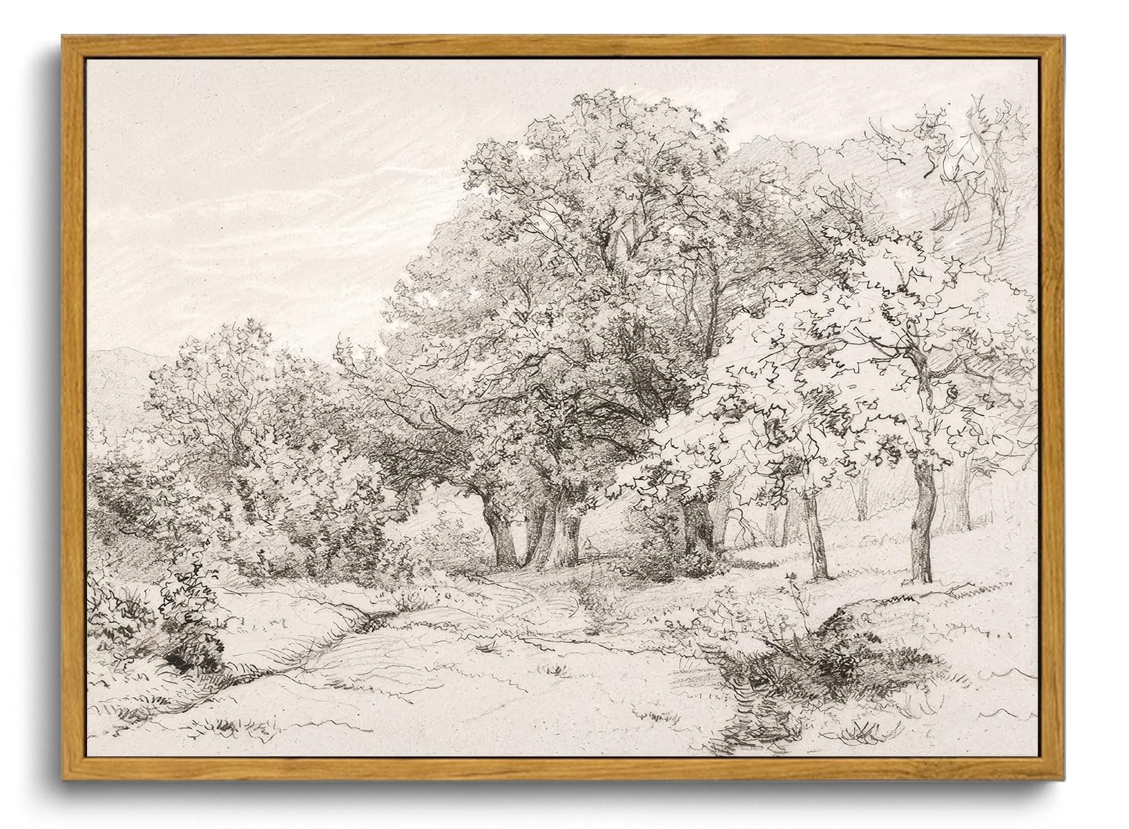 Oiqartoiq Vintage Landscape Canvas Wall Art Framed Natural Scenery Oil Painting Artwork Prints France Country Wilderness Farmhou