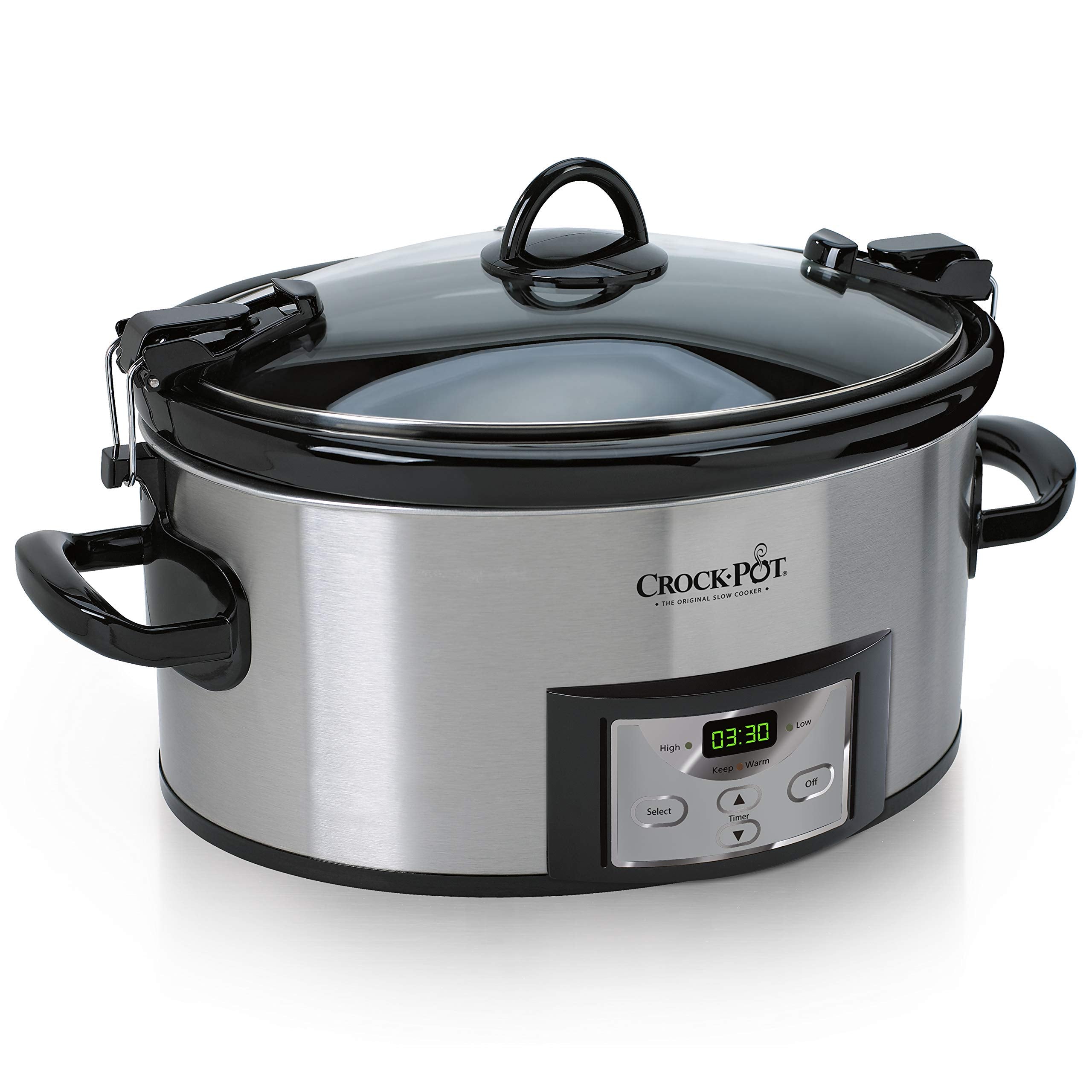 Crock-Pot 6 Quart Cook & Carry Programmable Slow Cooker With Digital Timer, Stainless Steel (Cpscvc60Ll-S), Pack Of 1