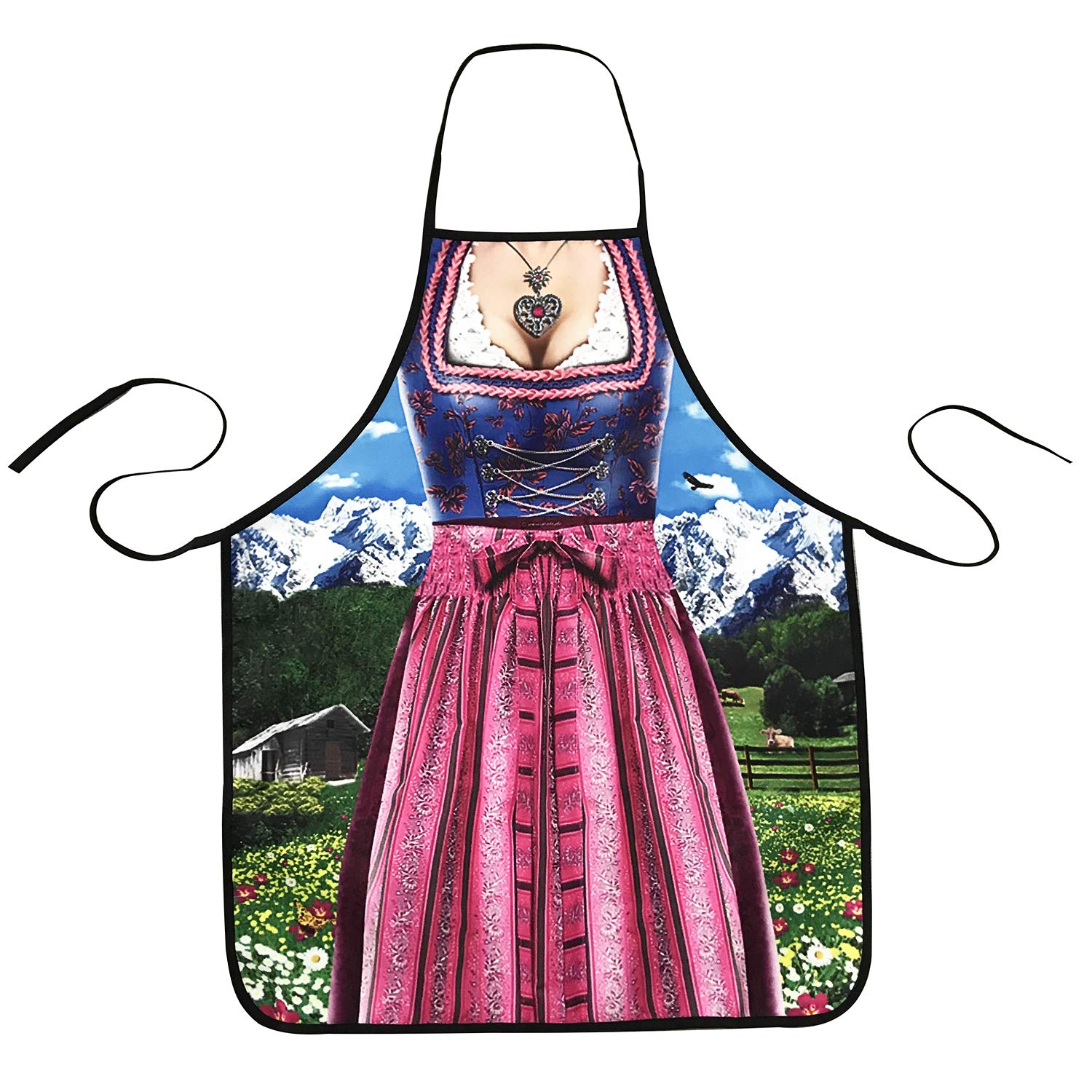 Momoonnon Dirndl Apron German Lederhosen Apron Oktoberfest Bavarian Kitchen Cooking Grilling Bbq Baking Apron For Women