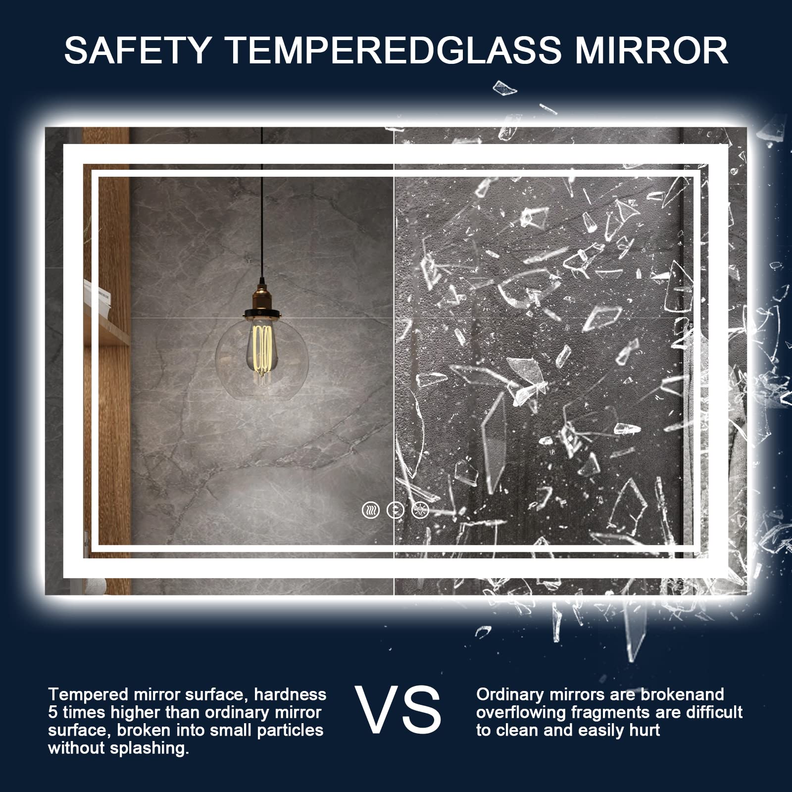 Istripmf 72X40 Inch Led Bathroom Mirror With Lights, Backlit And Front Lighted Bathroom Mirrors For Wall, Anti-Fog Dimmable Memo