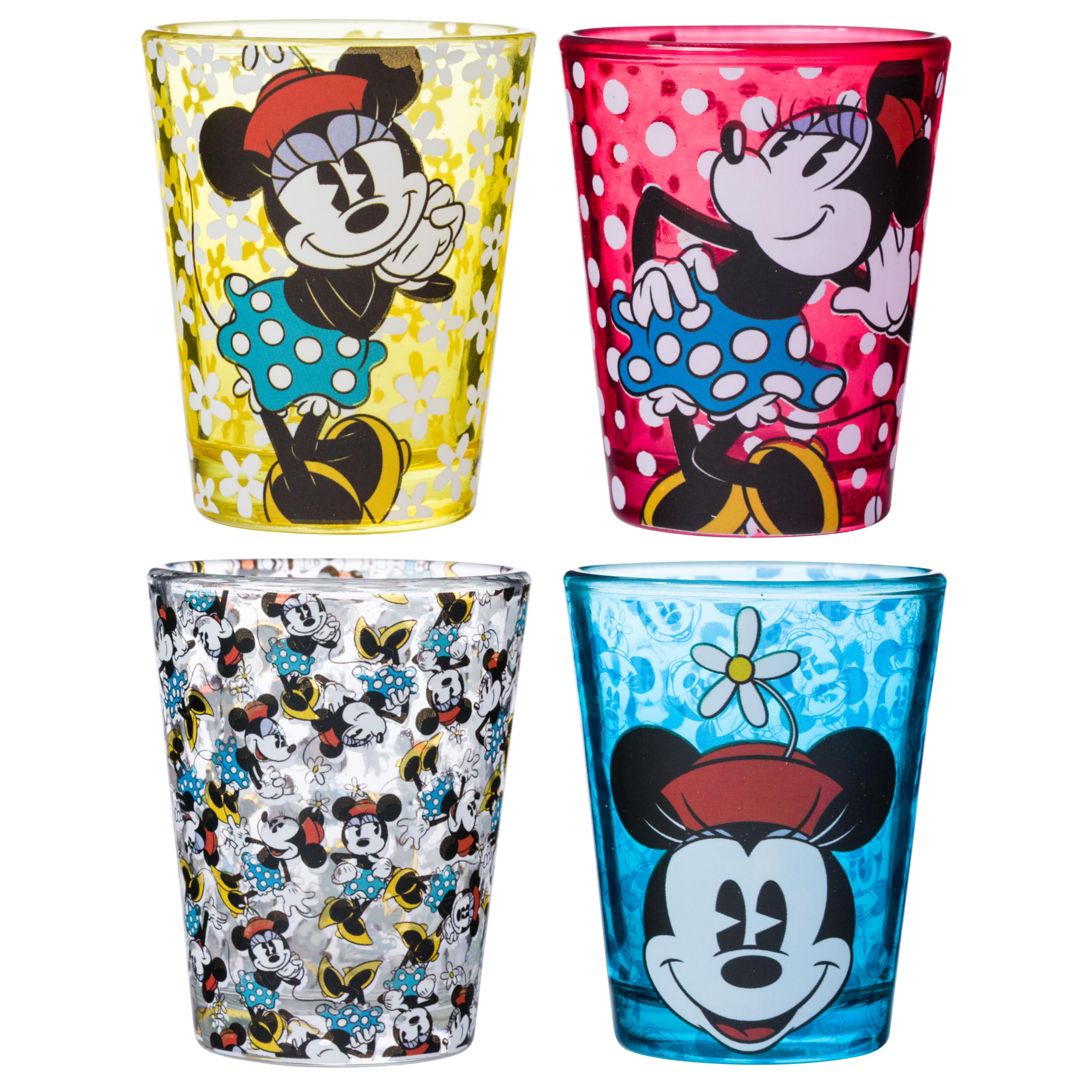 Disney Vintage Minnie Mouse 4 Piece 1.5oz Mini Glass Set