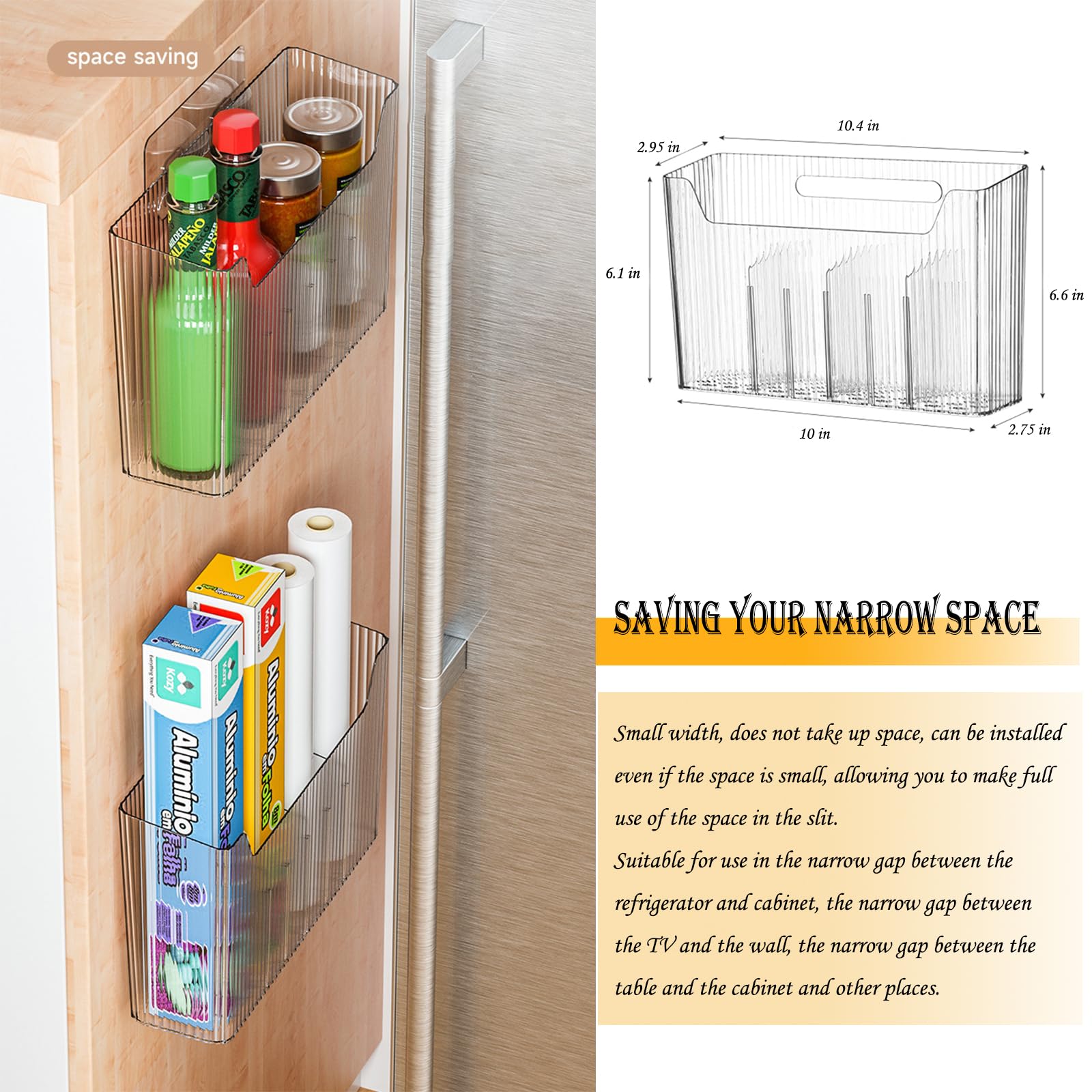 Lae Nuvole 2 Pack Adhesive Mount Cabinet Door Organizer, Wall Mounted Bathroom Organizers And Storage Bins Plastic Stackable Sho